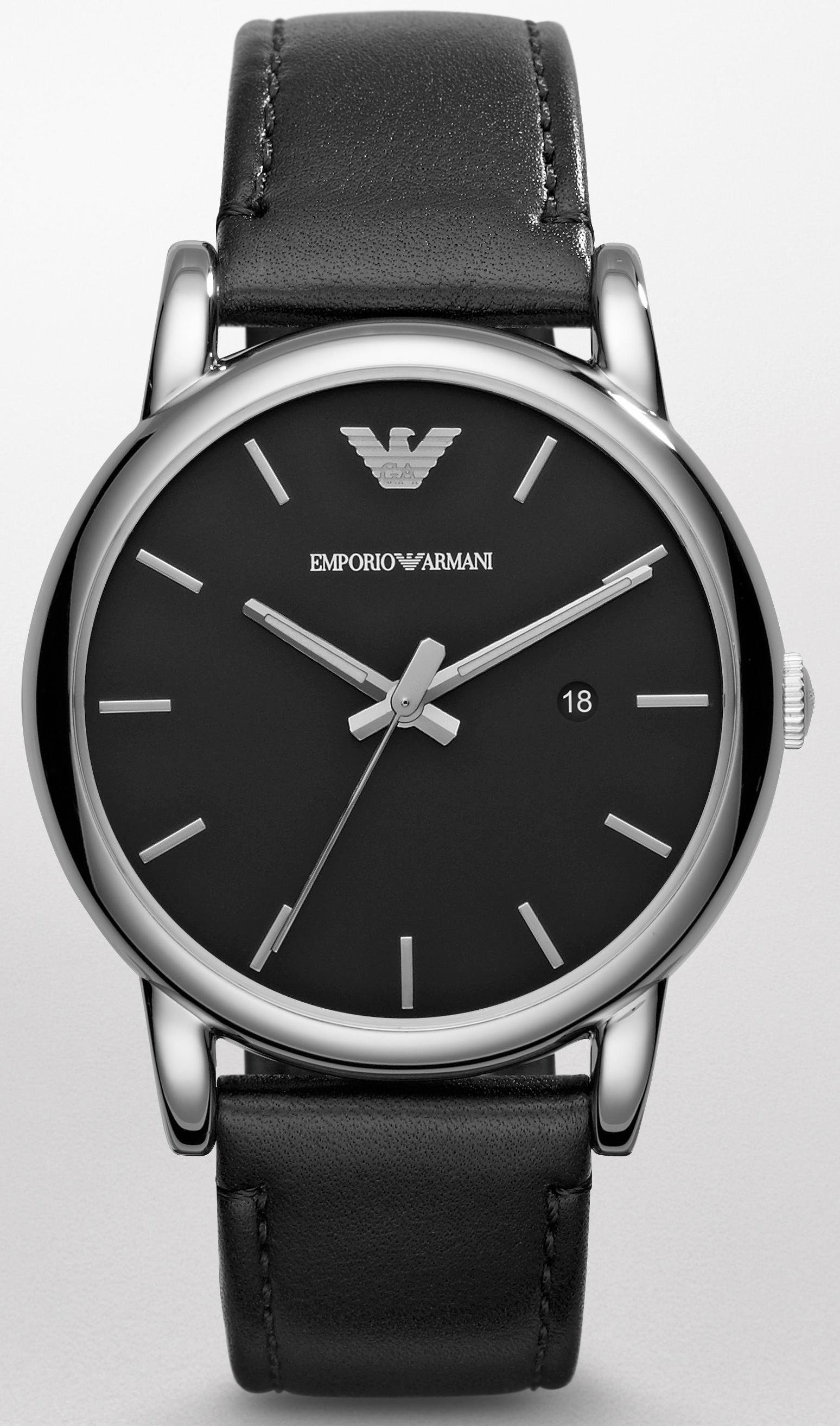Emporio Armani Quarzuhr AR1692, Armbanduhr, Herrenuhr, Datum, analog, Lederarmband