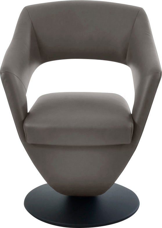 Wohnen Kansas, Sitzkomfort, Leder-Drehsessel & schwarz Drehstuhl hohem mit K+W 83 Drehteller granit Design in Komfort