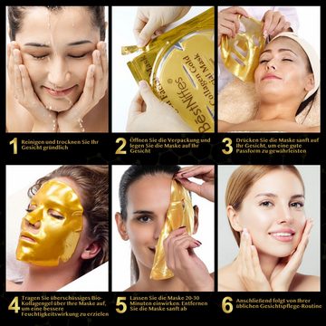 P-Beauty Cosmetic Accessories Gesichtsmasken-Set Gesichtsmaske Augenpads Anti Aging Falten Gold Geschenk Set