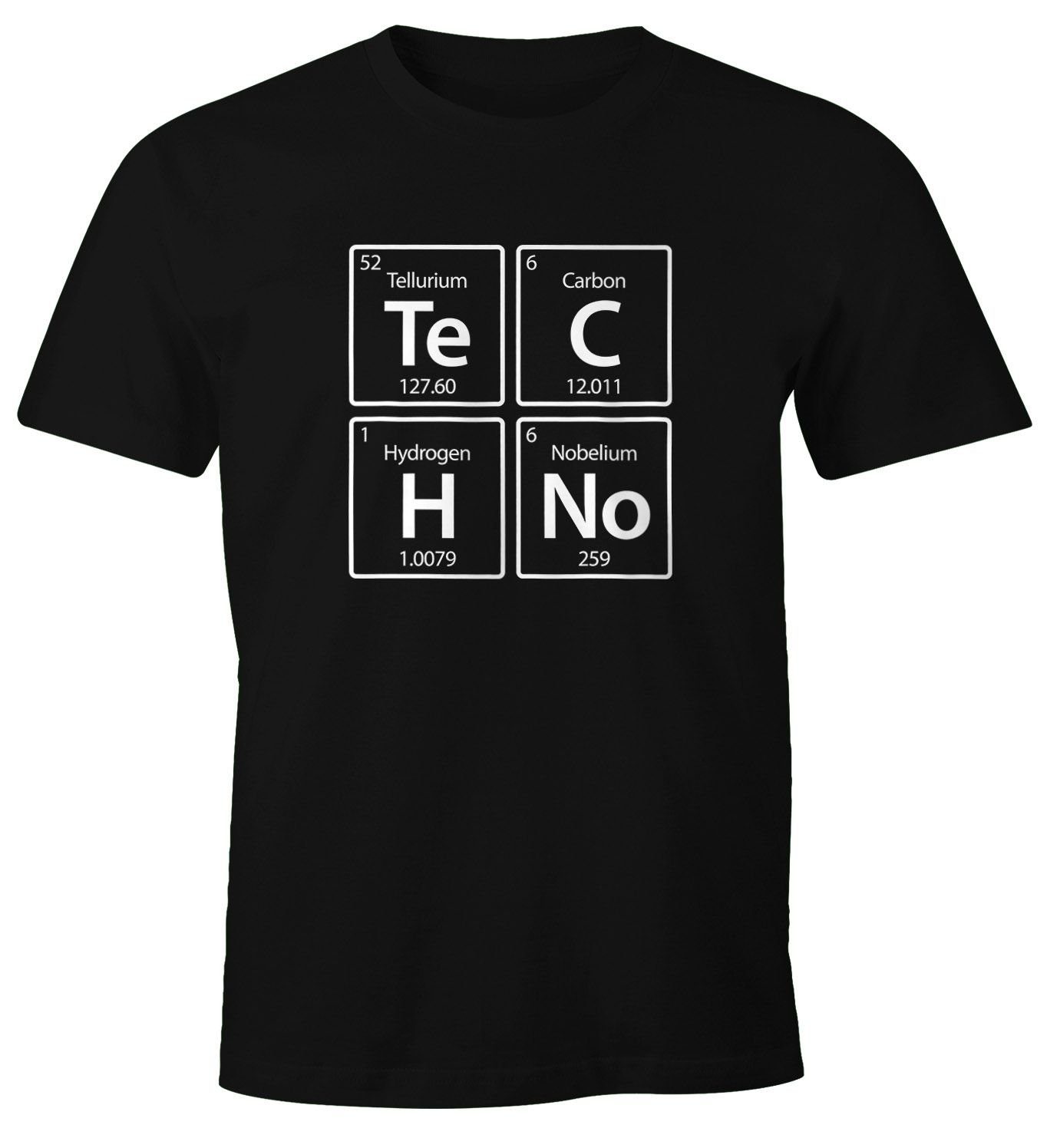 Techno Logo Festival Moonworks® Techno Party Rave Oberteil Herren Print MoonWorks mit Print-Shirt Spruch Fun-Shirt T-Shirt
