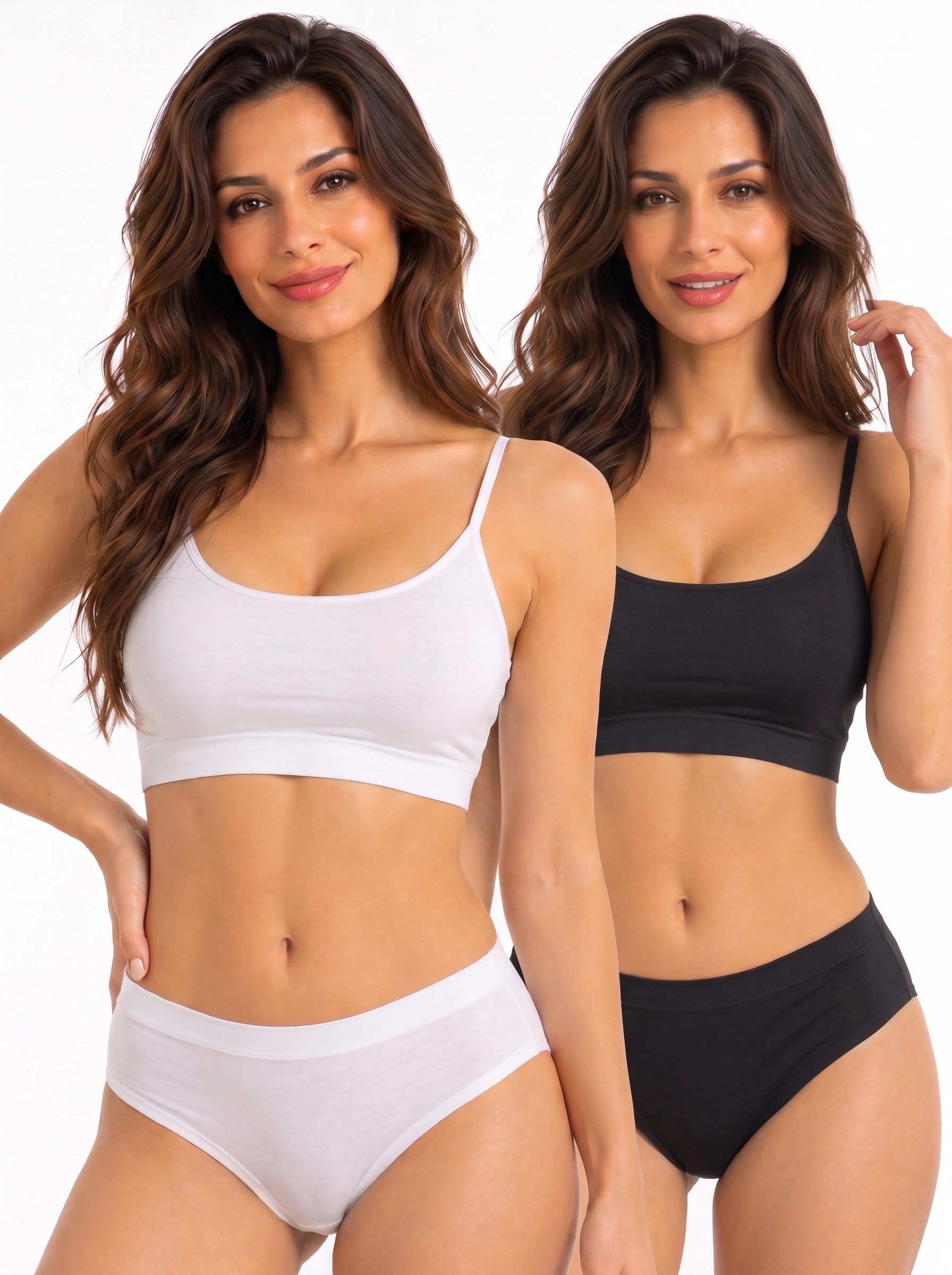 fashionshowcase Bustier Damen 2er Pack Bambus BH mit Pads nahtlos weich atmungsaktiv elastisch (2-tlg) mit herausnehmbaren Pads für natürliche Form