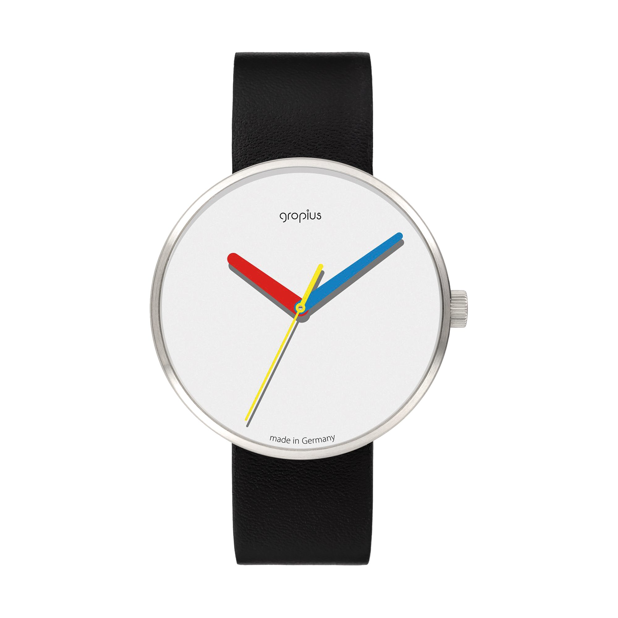 Walter Gropius Quarzuhr Made in Germany, Saphirglas, Forum Simplex - WG 017-01, Designeruhr, Lederarmband mit Easy-Release System, Edelstahlgehäuse