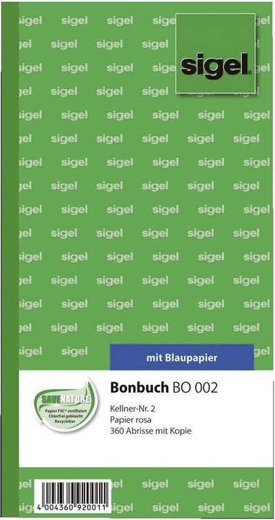 Sigel Formularblock sigel Formularbuch "Bonbuch", Kellner-Nr. 2, eosin