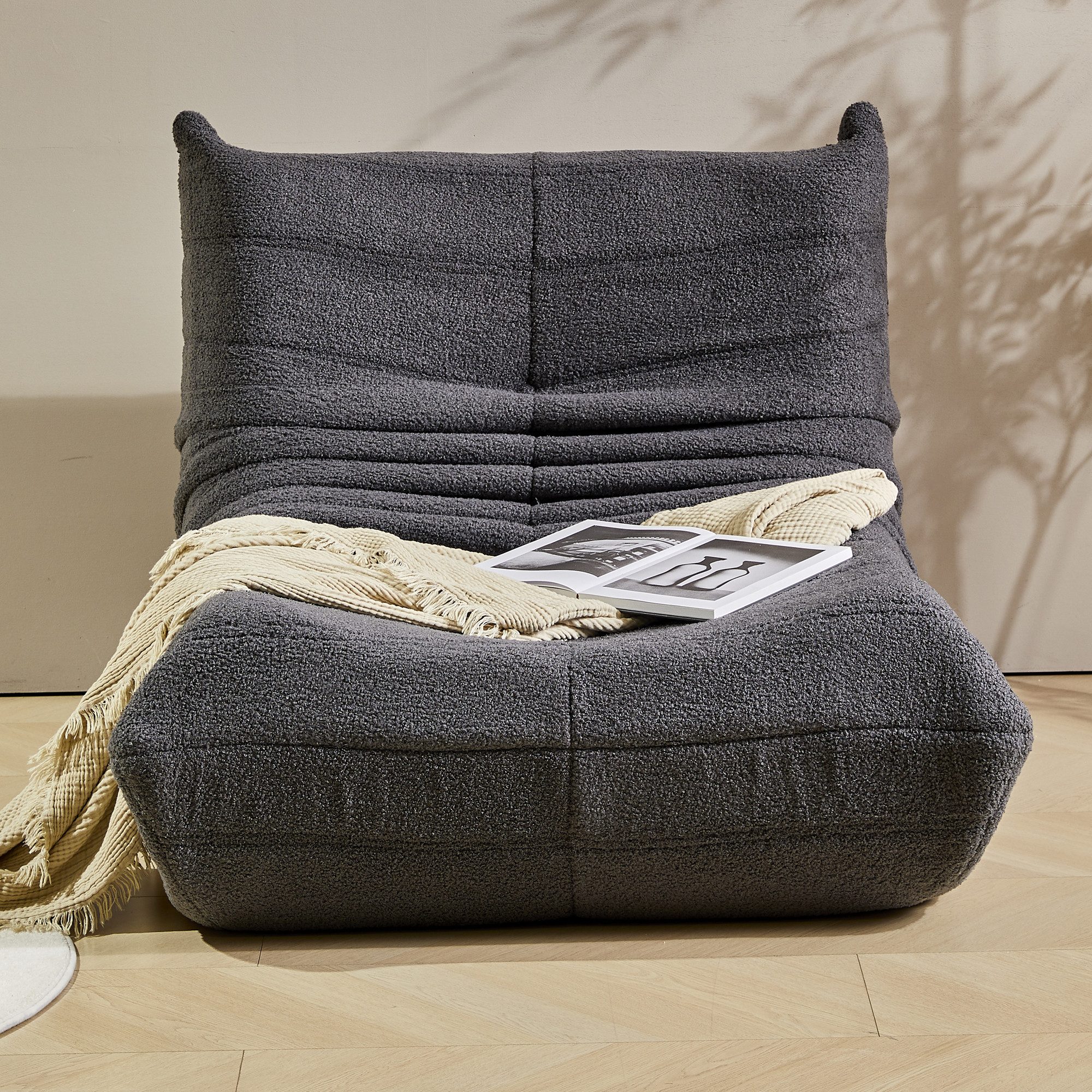 REDOM Sofa Sitzsack, Einzelsofa, Wohnzimmer Sofa, Interne rahmenlose Struktur, Teddyfleece+Schaumstoff mit hoher Dichte 2 Teile
