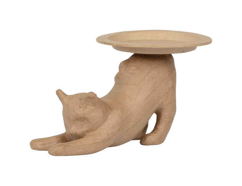 décopatch Dekofigur Tablett-Tellerhalter Katze, 22 cm x 6,5 cm x 12 cm