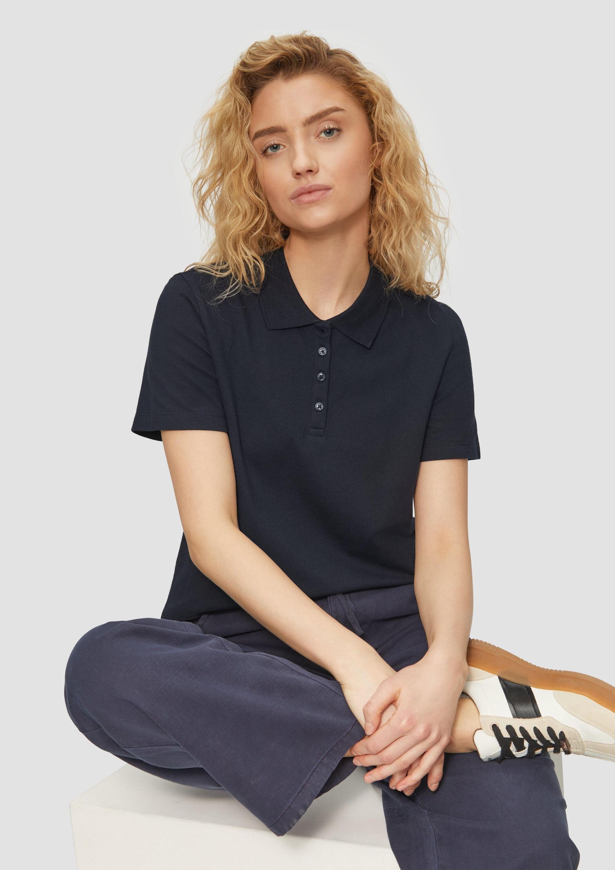 s.Oliver Kurzarmshirt Polo-Shirt Piqué-Poloshirt aus Baumwollmix günstig online kaufen