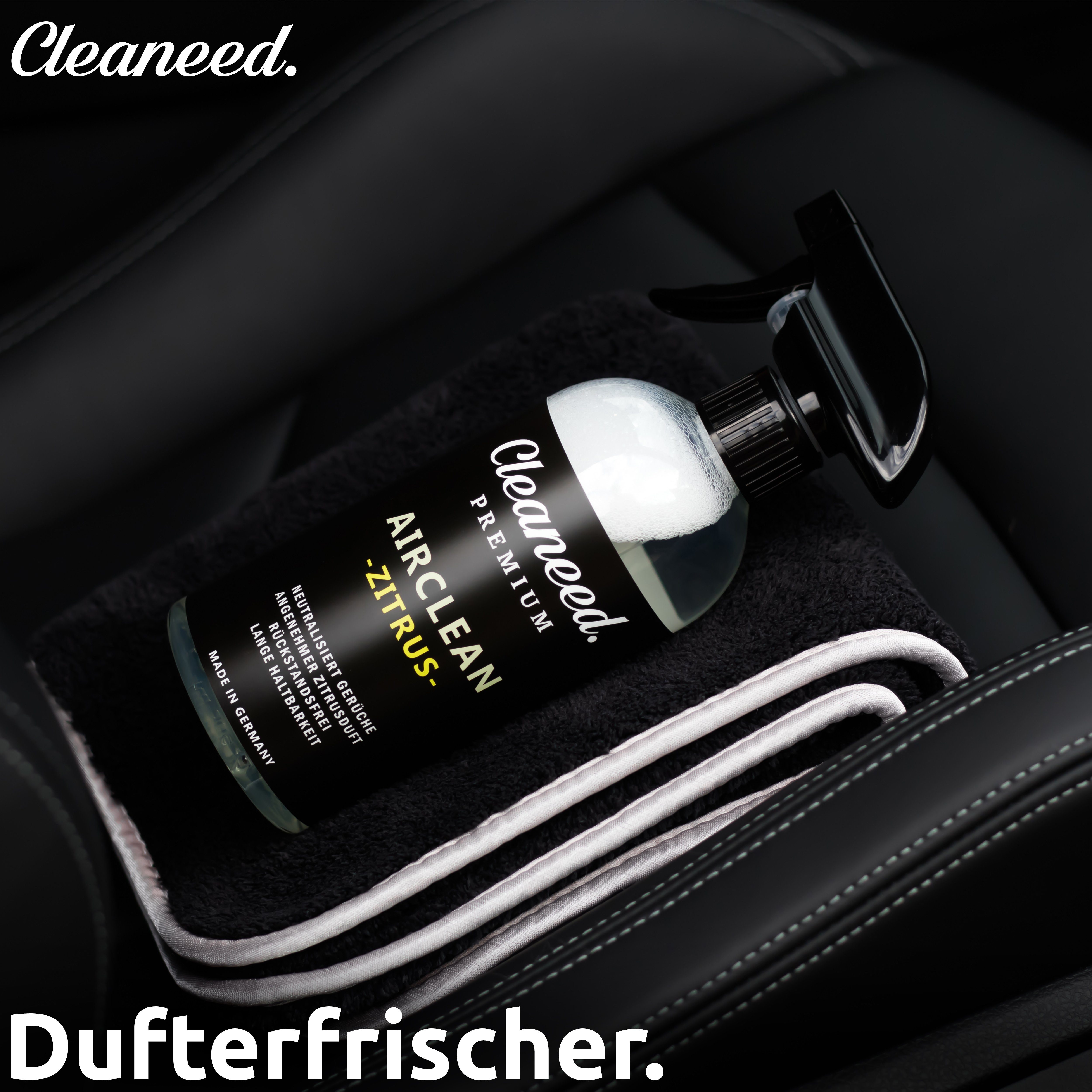 Cleaneed Premium Airclean Zitrus Cockpit-Reiniger (Made in Germany – Rauchgeruch Entferner, Neuwagenduft)