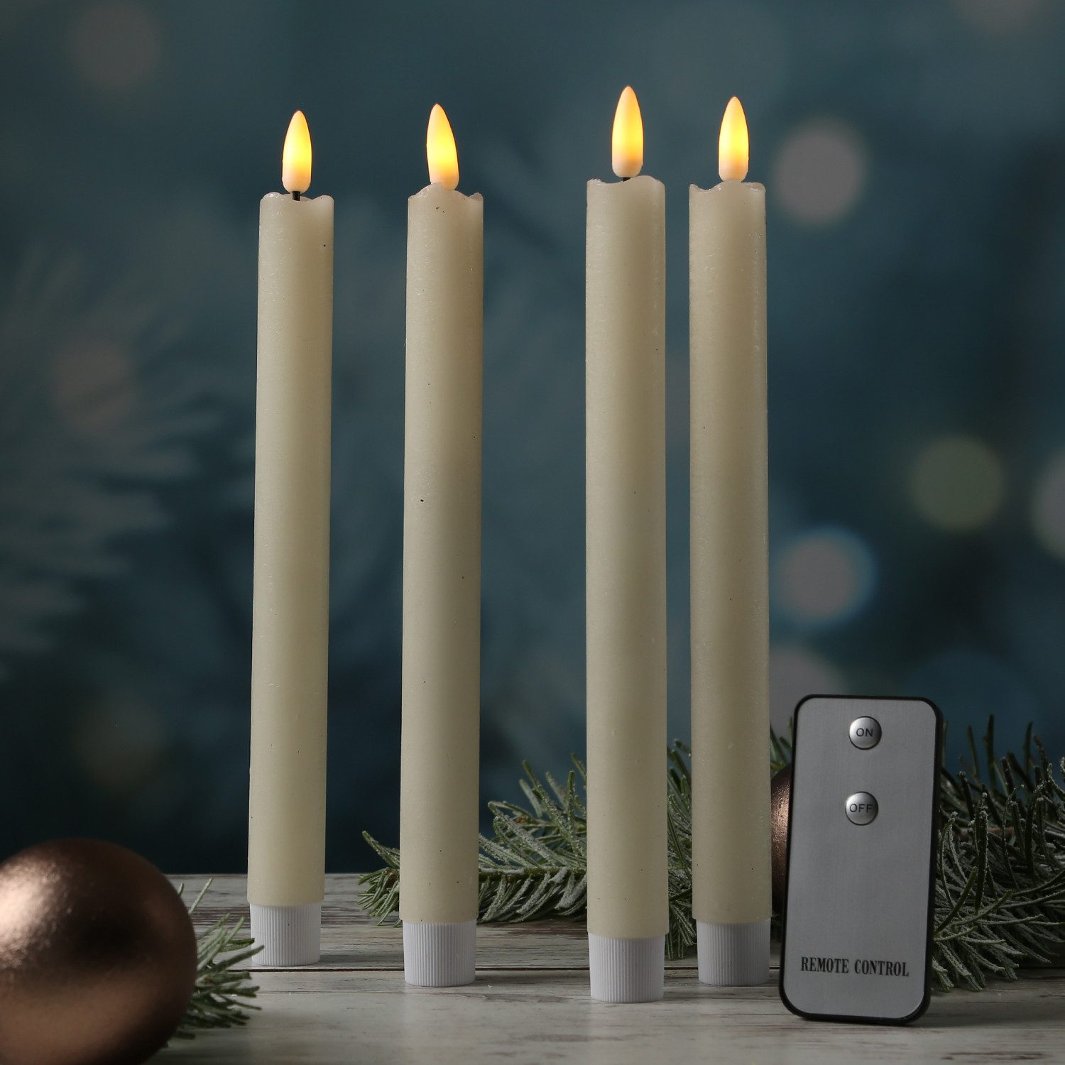 MARELIDA LED-Kerze LED Stabkerzen Tafelkerzen Dinnerkerzen mit Fernbedienung creme 4St, LED Classic, warmweiß (2100K bis 3000K) – Bild 4 von 4