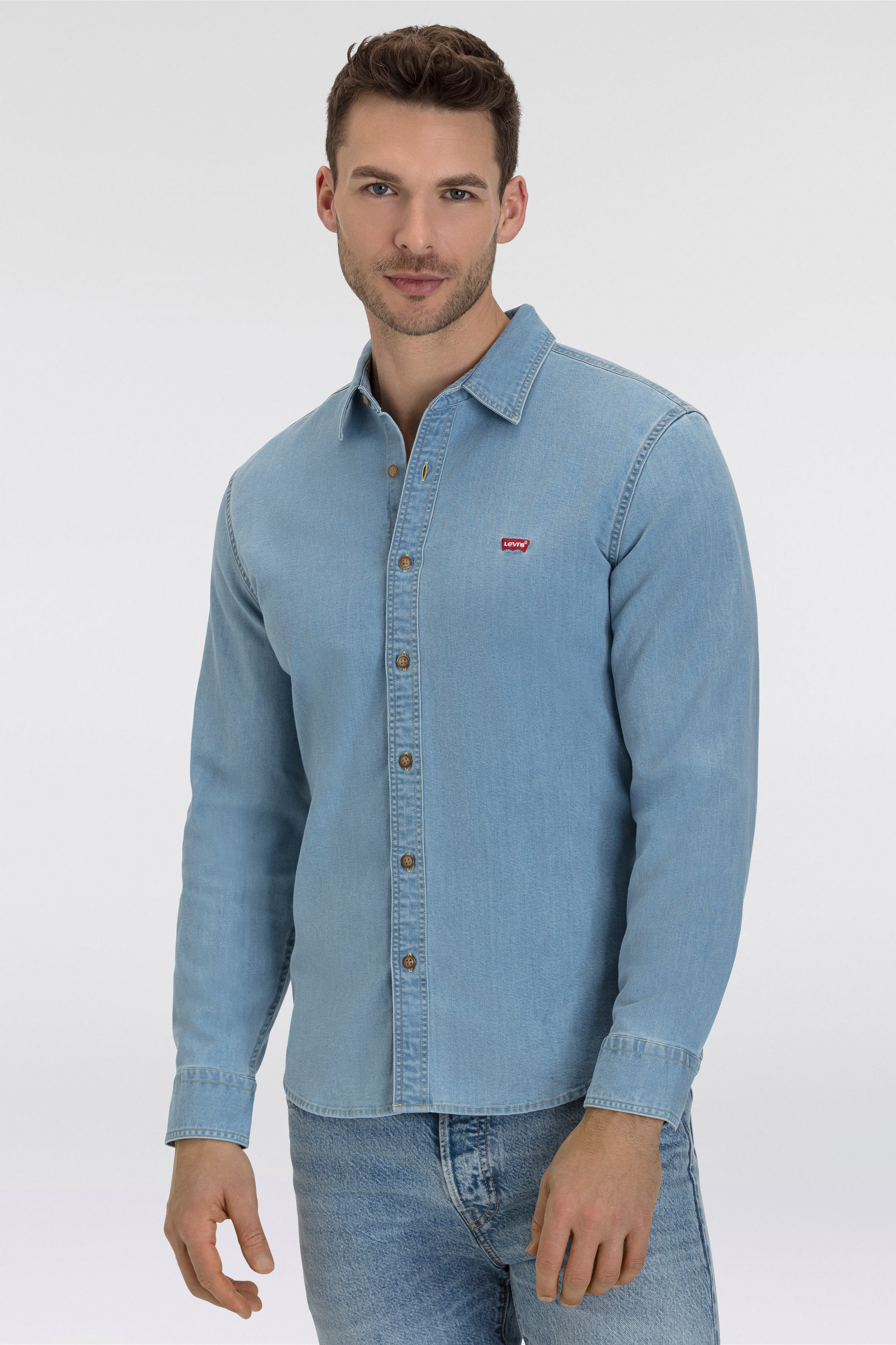 Levi's® Jeanshemd LS BATTERY HM SHIRT SLIM aus pflegeleichtem Baumwollmix