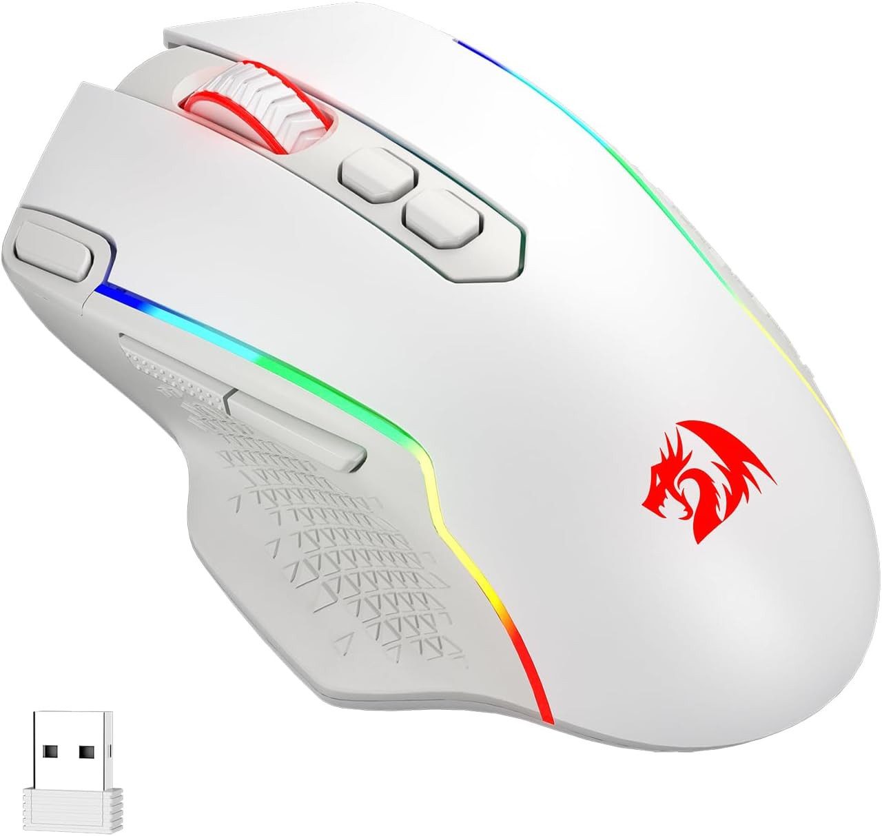 Redragon M810 Pro Kabellos/Kabelgebunden Maus, 10000 DPI, Schnellfeuertaste Gaming-Maus (2,4 GHz Drahtlos (via Nano-Empfänger), Makrofunktion & True Color)