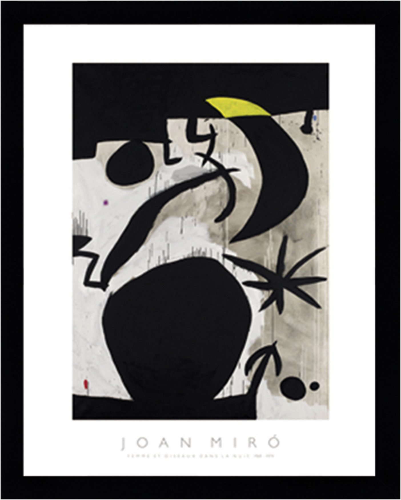 More2Home Wandbild MondiArt, FEMME ET OISEAUX DANS LA NUIT, Rahmen schwarz, 30 x 40 cm