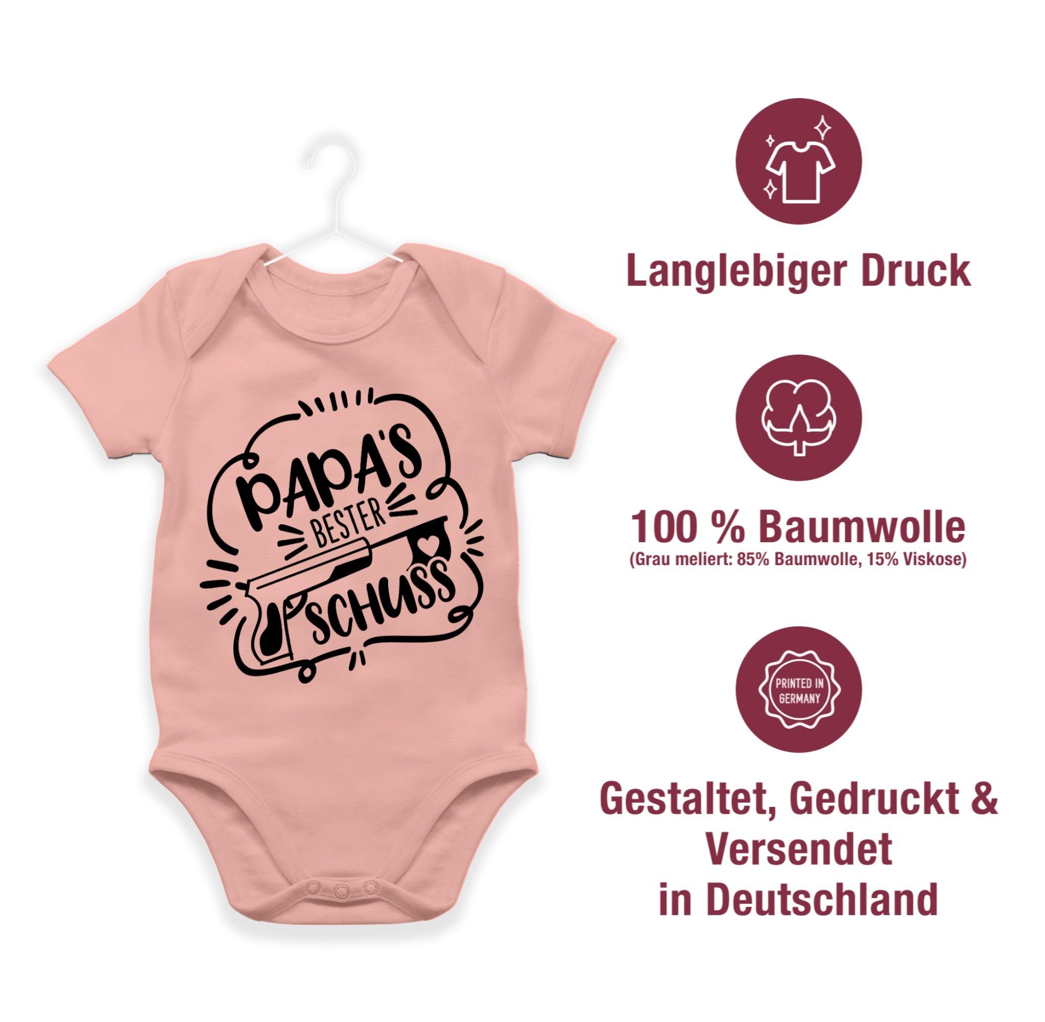 Papas Vatertag Shirtracer Shirtbody schwarz Treffer Comic Geschenk Babyrosa 2 Baby bester