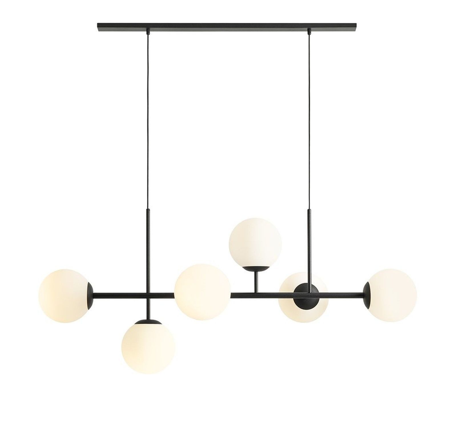 Licht-Erlebnisse Pendelleuchte PAFADA, ohne Leuchtmittel, Metall Glas E27 H: max. 110 cm Schwarz Weiß Kugel Schirm Modern