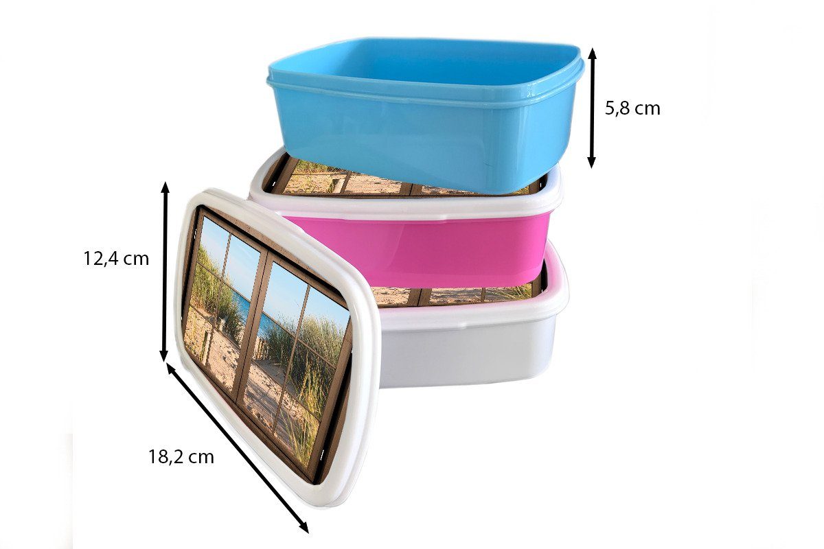 (2-tlg), Erwachsene, Gras, - Lunchbox Kinder, Brotbox rosa Strand Kunststoff, Aussicht Kunststoff Brotdose für Mädchen, Snackbox, - MuchoWow