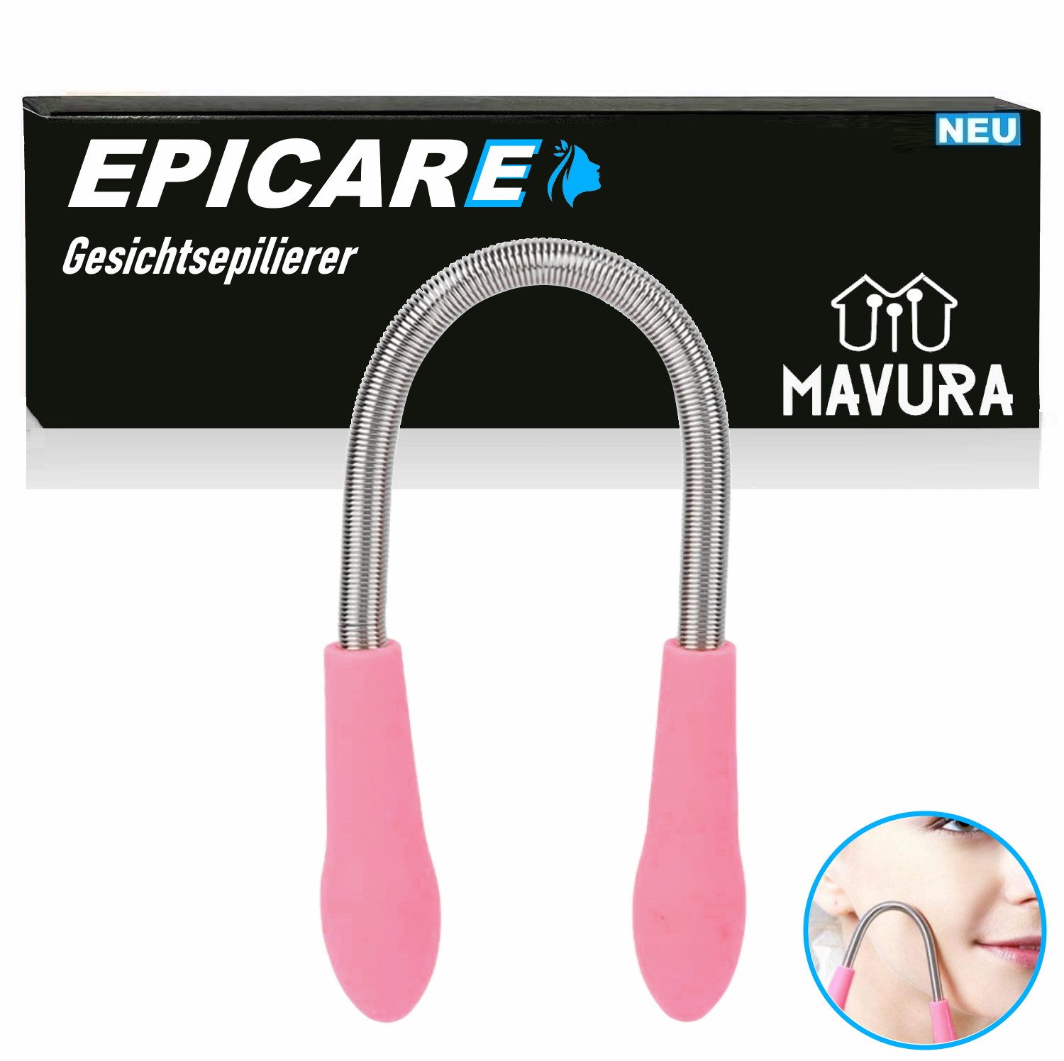 MAVURA Gesichtsepilierer EPICARE Gesichtshaarentferner Epilierer Pinzette Epicare Epistick, Epilator Enthaarung Haar Entfernung Augenbrauen Oberlippenbart Kinn