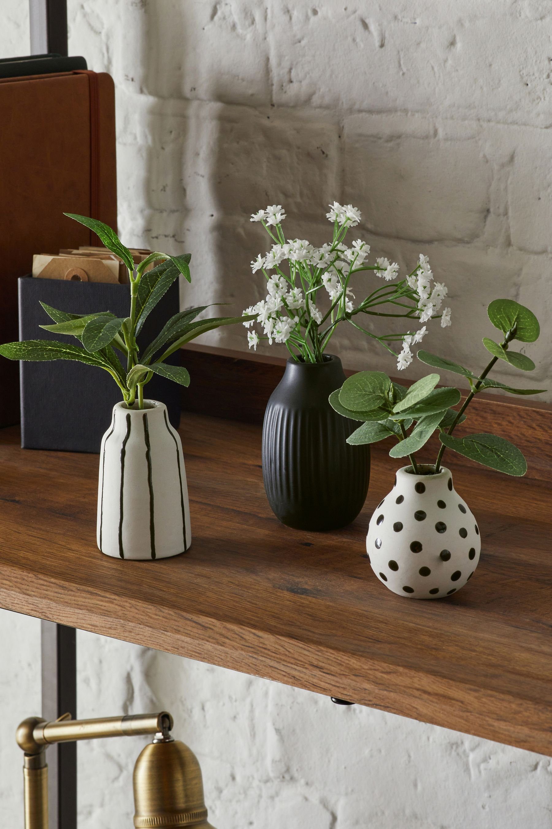 Künstliche Zimmerpflanze Kunstpflanzen in einfarbigen Keramiktöpfen,3er-Set, Next