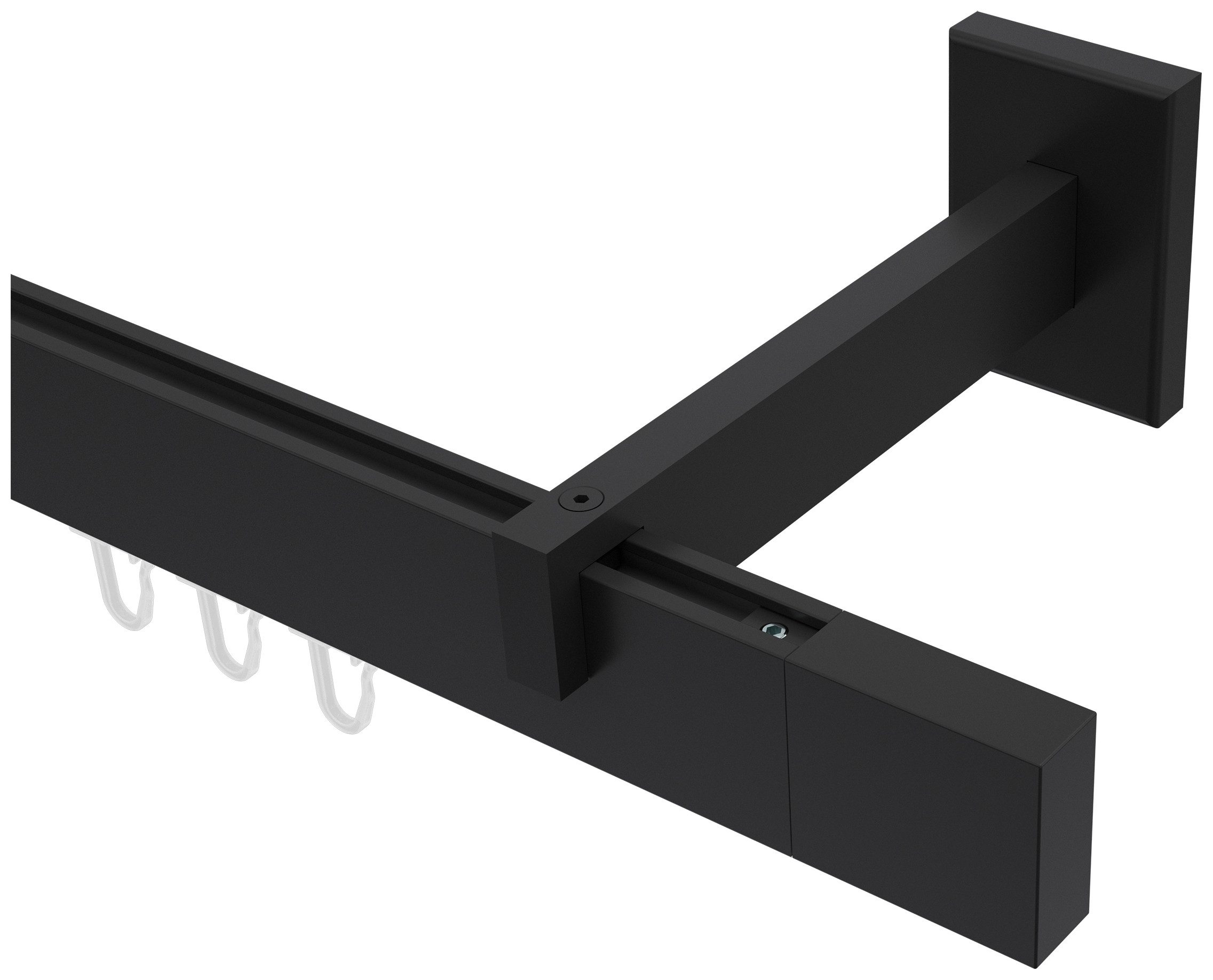 INTERDECO Innenlaufschiene Smartline Lox, 1-läufig, Fixmaß, kürzbar, Wandmontage, Aluminium, Schwarz, 14x35