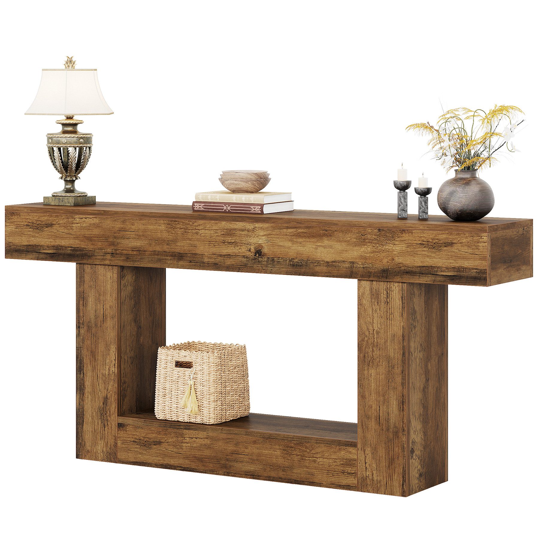 Tribesigns Konsolentisch 160 cm Eingangstisch im Landhausstil mit U-förmige günstig online kaufen