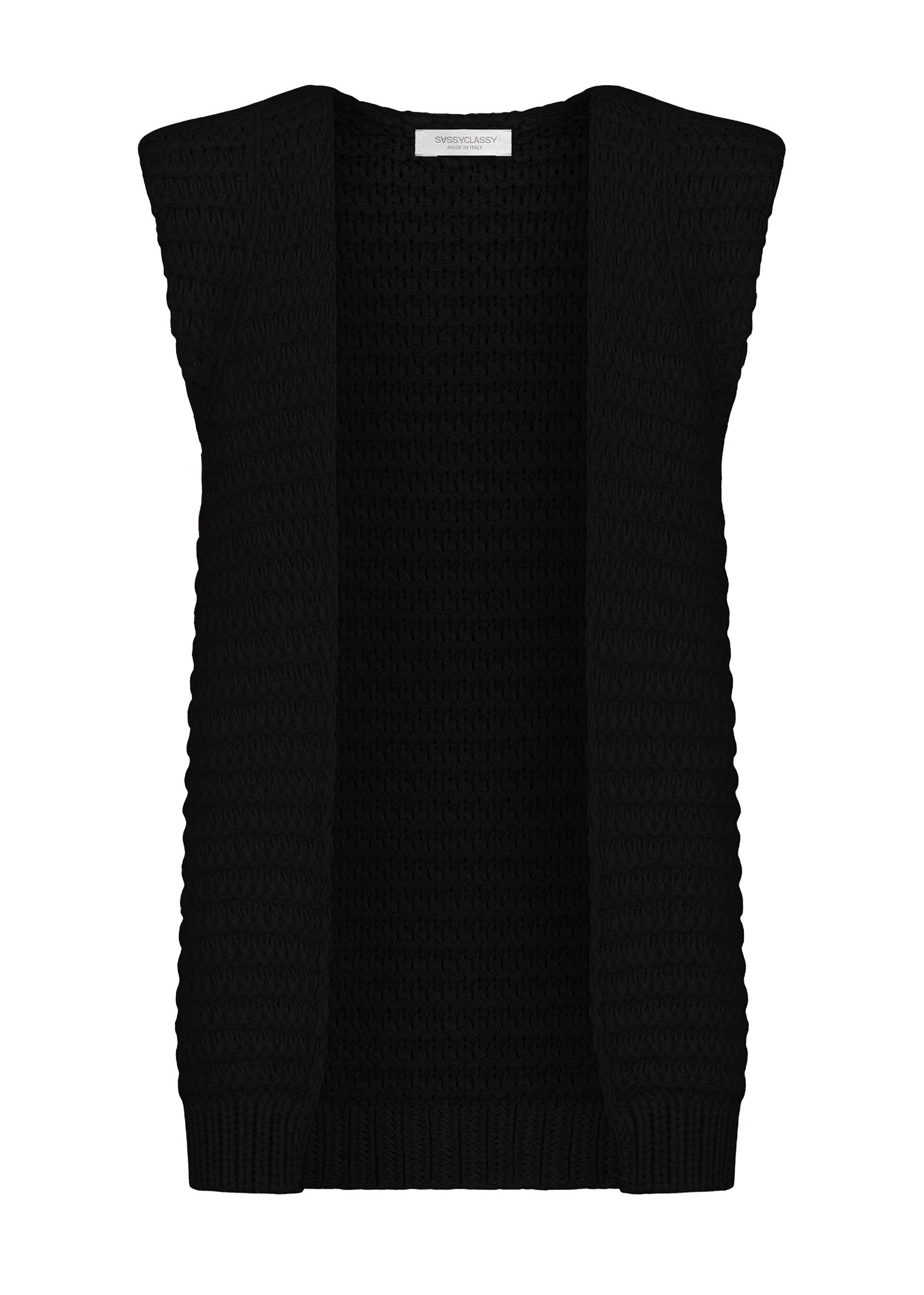 SASSYCLASSY Kurzweste Lange ärmellose Strickweste für Damen Weste aus grobe günstig online kaufen