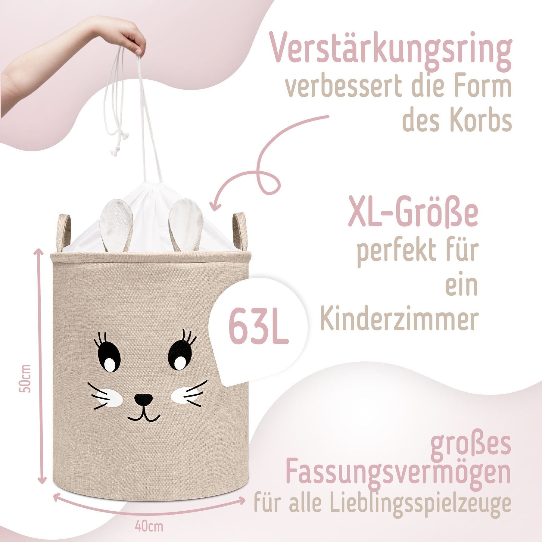 Sipo Aufbewahrungskorb, XXL Aufbewahrungskorb, Spielzeugkorb extra groß für Kinderzimmer