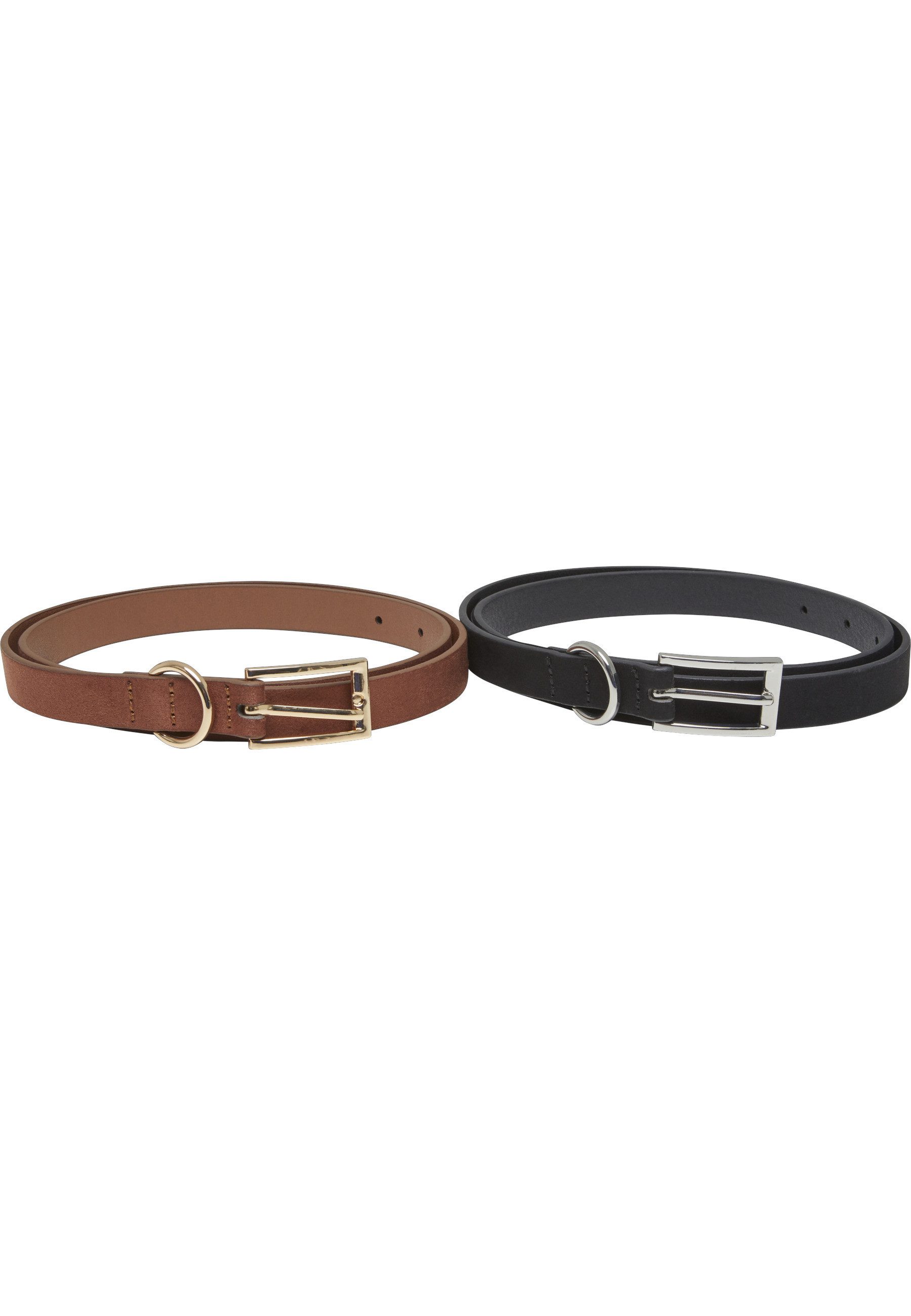 URBAN CLASSICS Synthetikgürtel Urban Classics Slim Synthetic Velour Leather Belt 2-Pack