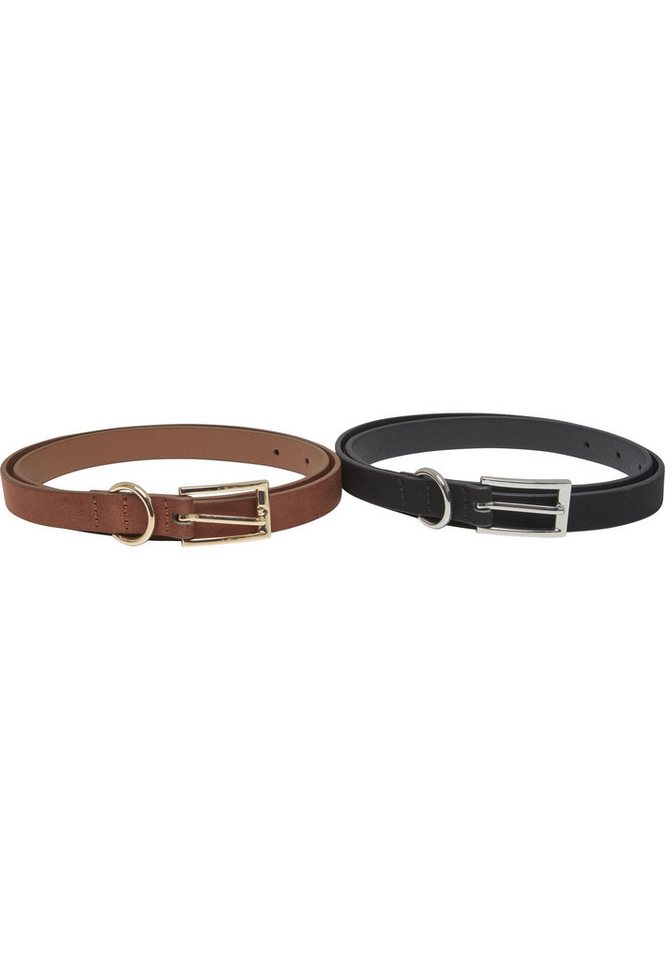URBAN CLASSICS Synthetikgürtel Urban Classics Slim Synthetic Velour Leather Belt 2-Pack