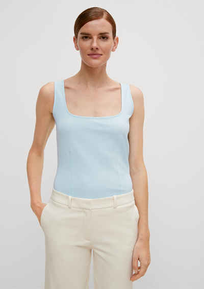 Comma Shirttop Top aus Lyocellmix Ziernaht, Stickerei