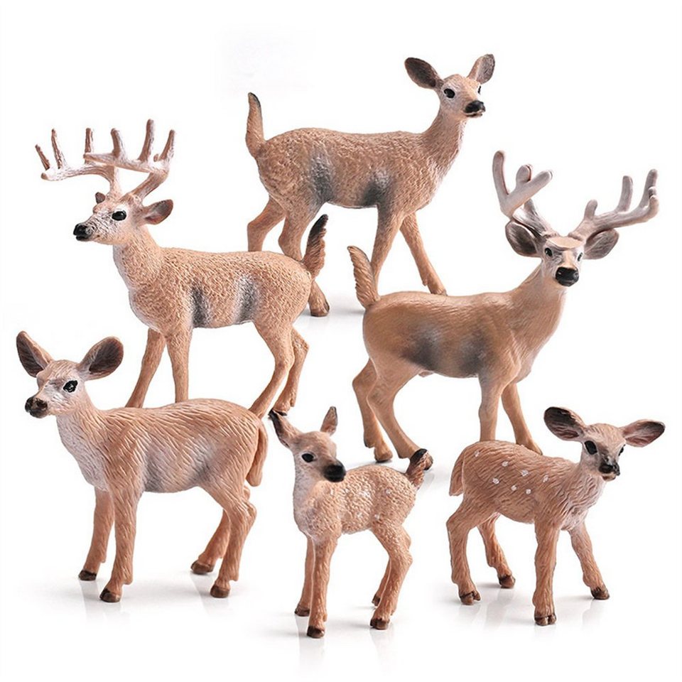 SCRTD Tierfigur 6 Stück Hirsch-Tierfiguren,Weihnachten Elch  Tierschmuck,Dekoration, für Mikro-Landschaft, Dekoration