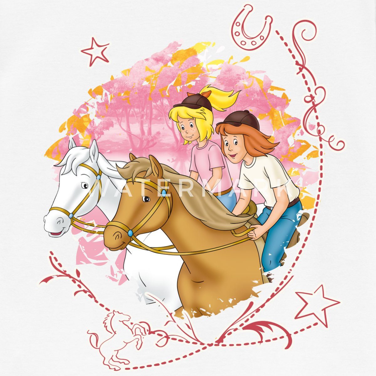 Spreadshirt T-Shirt Bibi Und Tina Wettreiten Im Wald Kinder T-Shirt (1-tlg)