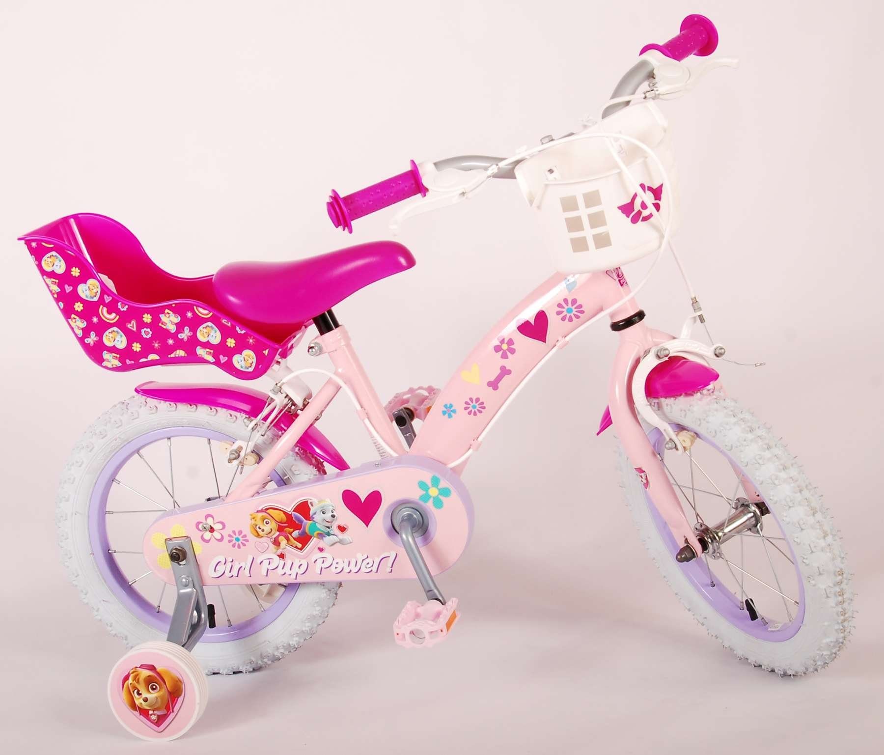 Stützräder Kinderfahrrad Rutschfeste Fahrrad + 14 Patrol mit - 14 Mädchen Paw Laufrad mit Sicherheitsgriffe), Zoll Zoll Fahrrad Kinder Kinderrad 1 Gang, Rücktritt Handbremse, (Mädchen TPFSports