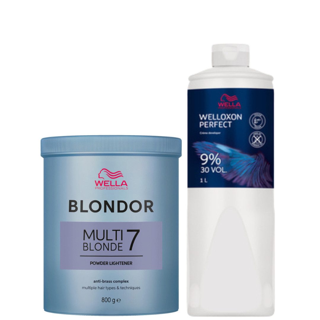 Wella Professionals Blondierpulver Blondor Multi Blonde 7 800g + Welloxon Perfect Entwickler 1L