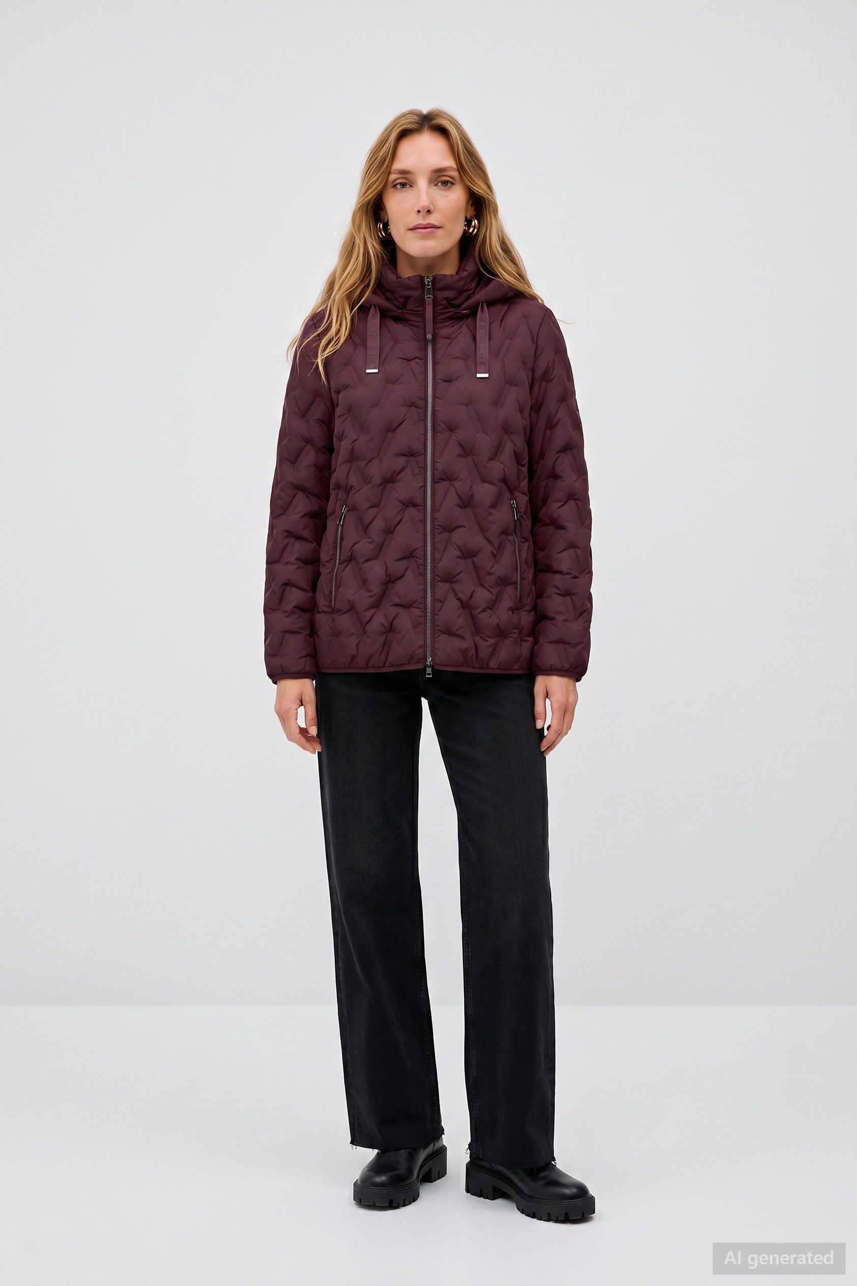 Barbara Lebek Steppjacke Übergangsjacke, Herbstjacke oder Damenjacke mit abnehmbarer Kapuze