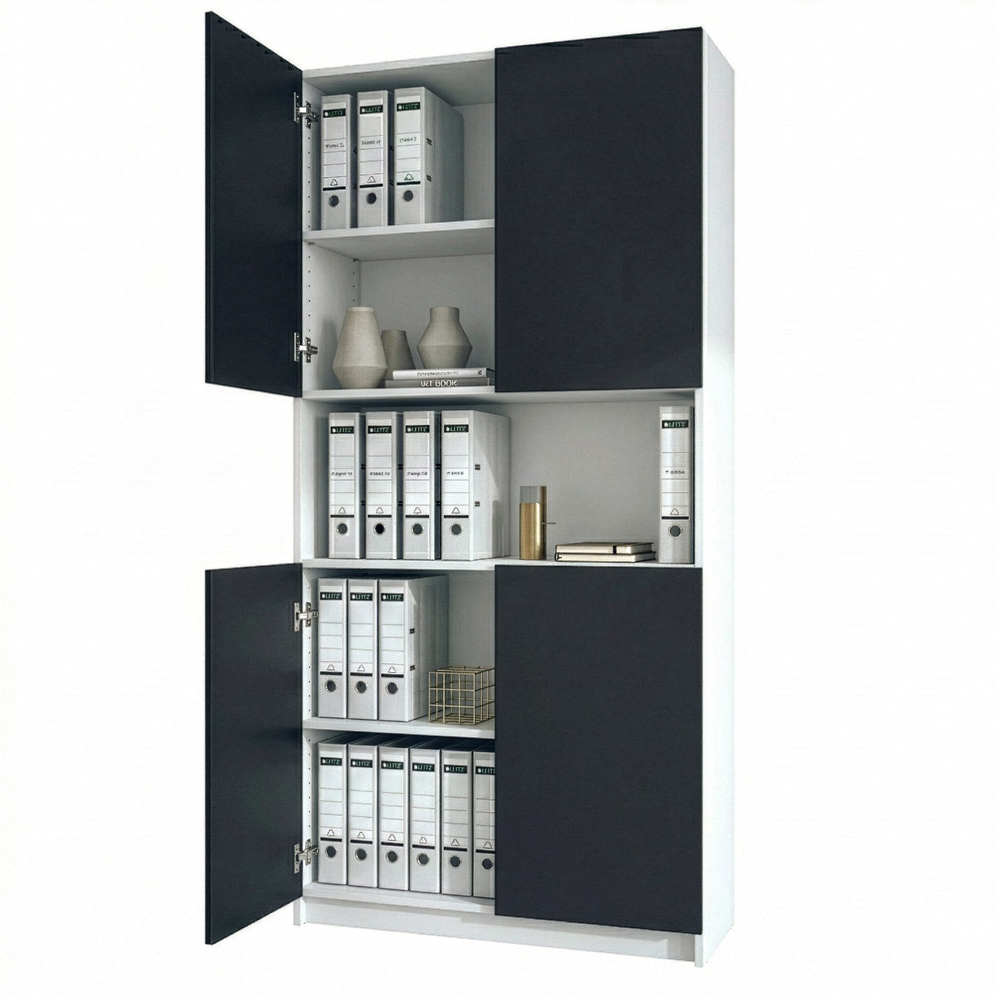 InnoFurn Aktenschrank Elona M2 Büroschrank (Ordnerschrank, Schrank für Büro, Home Office (82 x 184 x 37 cm) Aufbewahrungschrank mit Soft-Close & Push-to-Open