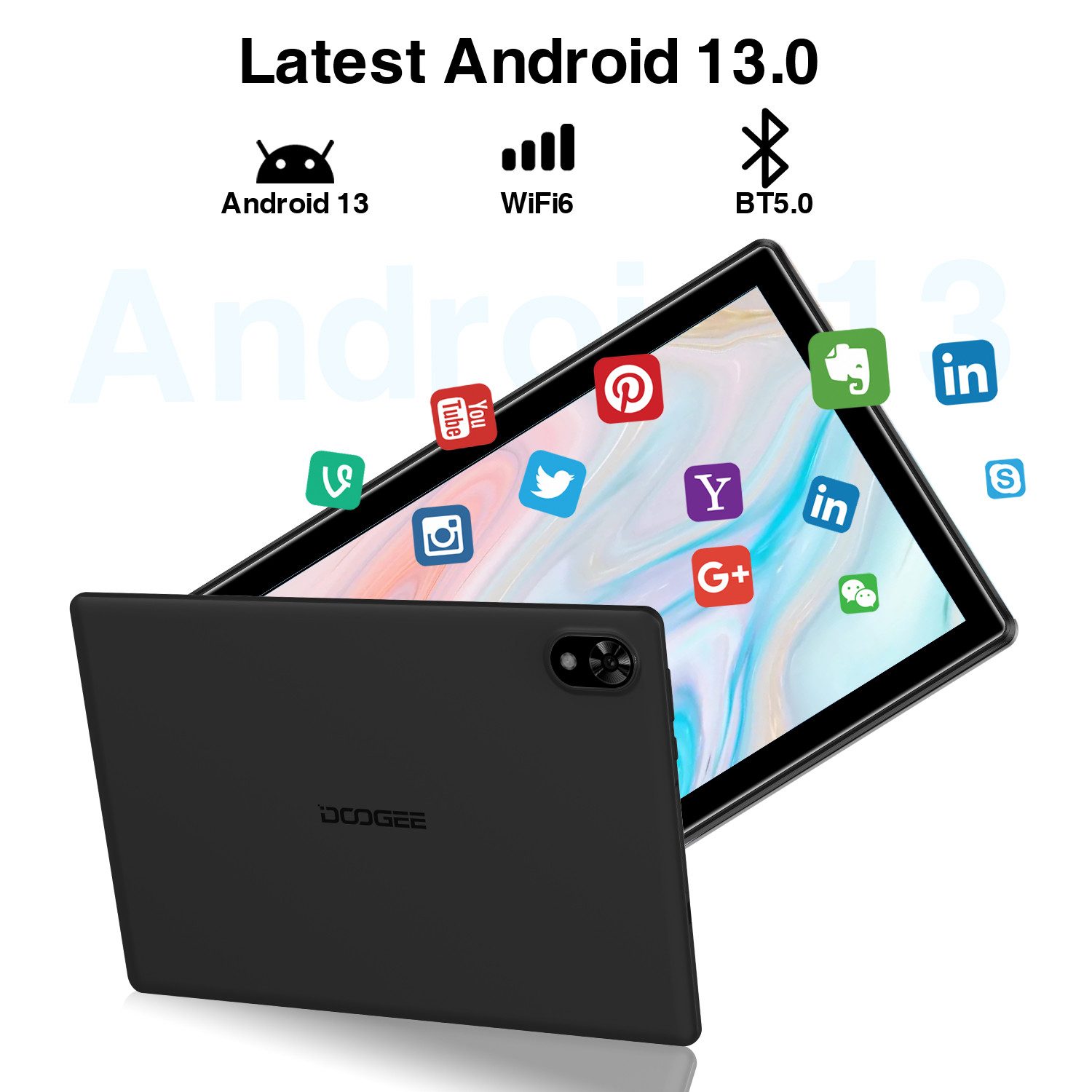DOOGEE U9 Kinder Tablet, Android 14 64GB ROM (1TB TF) Tablet (10.1", 64 GB, Android 13, G-sensor, 9,9 mm Dicke,WiFi 6,BT 5.0,5060mAh Akku)