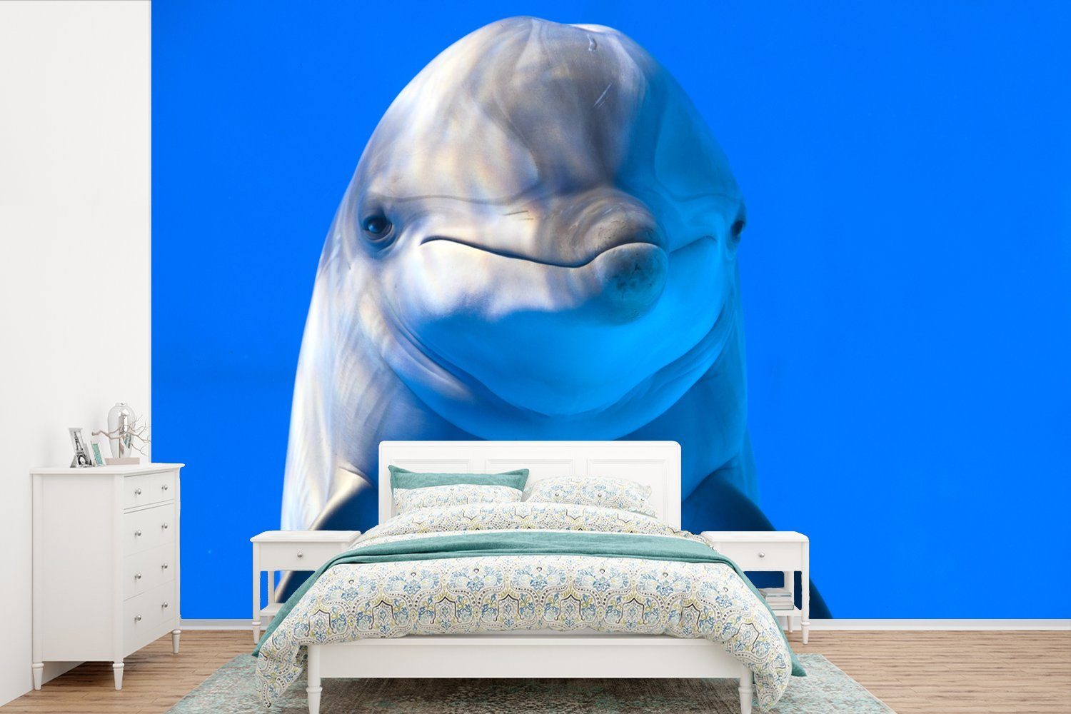 MuchoWow Fototapete Delfin in einem St), Matt, für Tapete Wallpaper Kinderzimmer, Wohnzimmer, (6 Vinyl Aquarium, bedruckt, Schlafzimmer