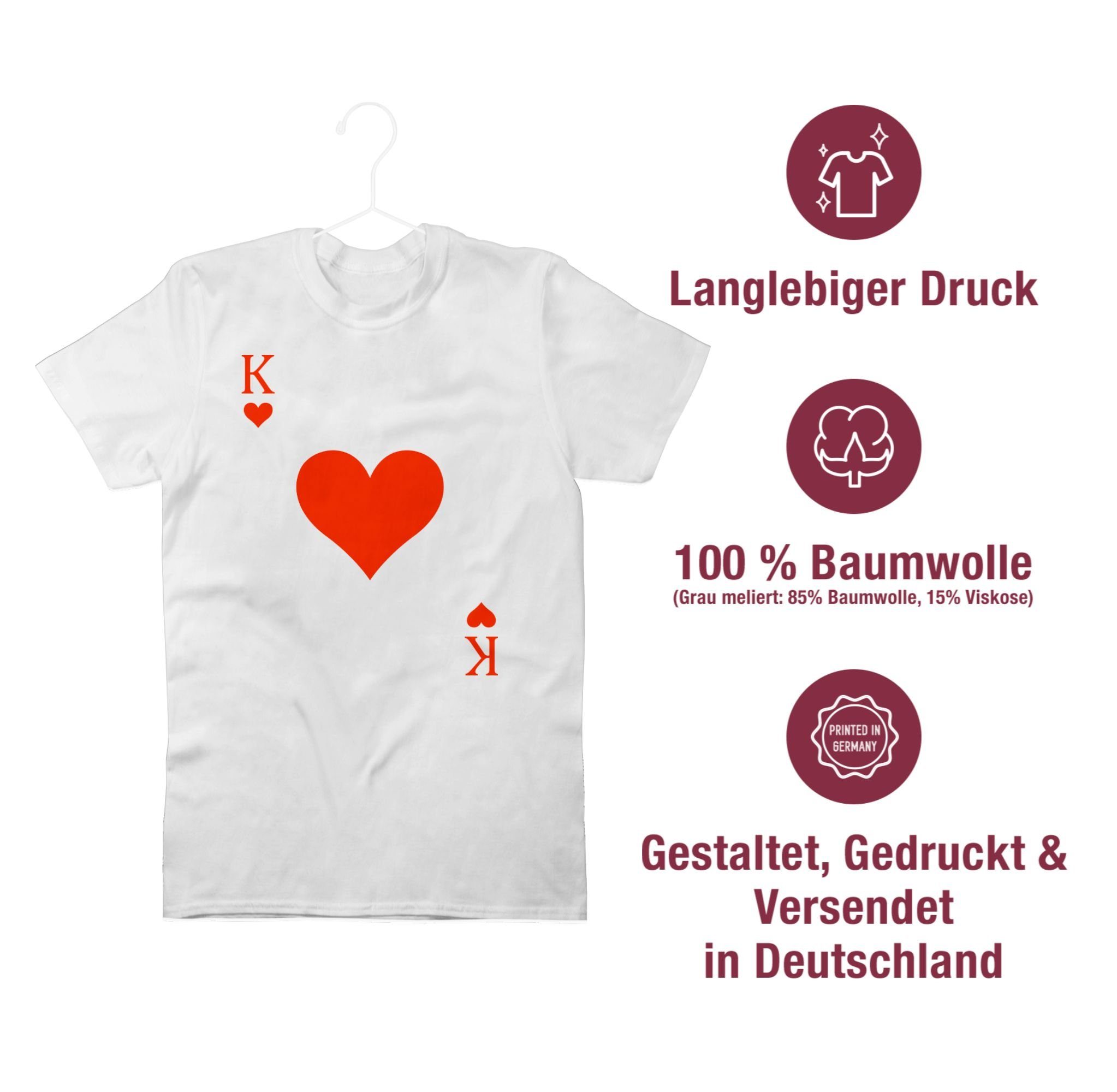 Shirtracer T-Shirt Herz König Spielkarte I King Queen Kartenspiel Karneval Herzkönig Spie Karneval & Fasching