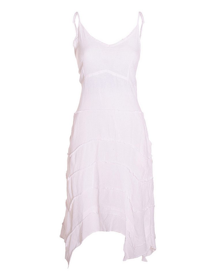 Vishes Sommerkleid Damen Träger Patchwork Zipfelsaum Baumwolle Gewebt Alternative Mode, Boho, Hippie, Ethno, Festival