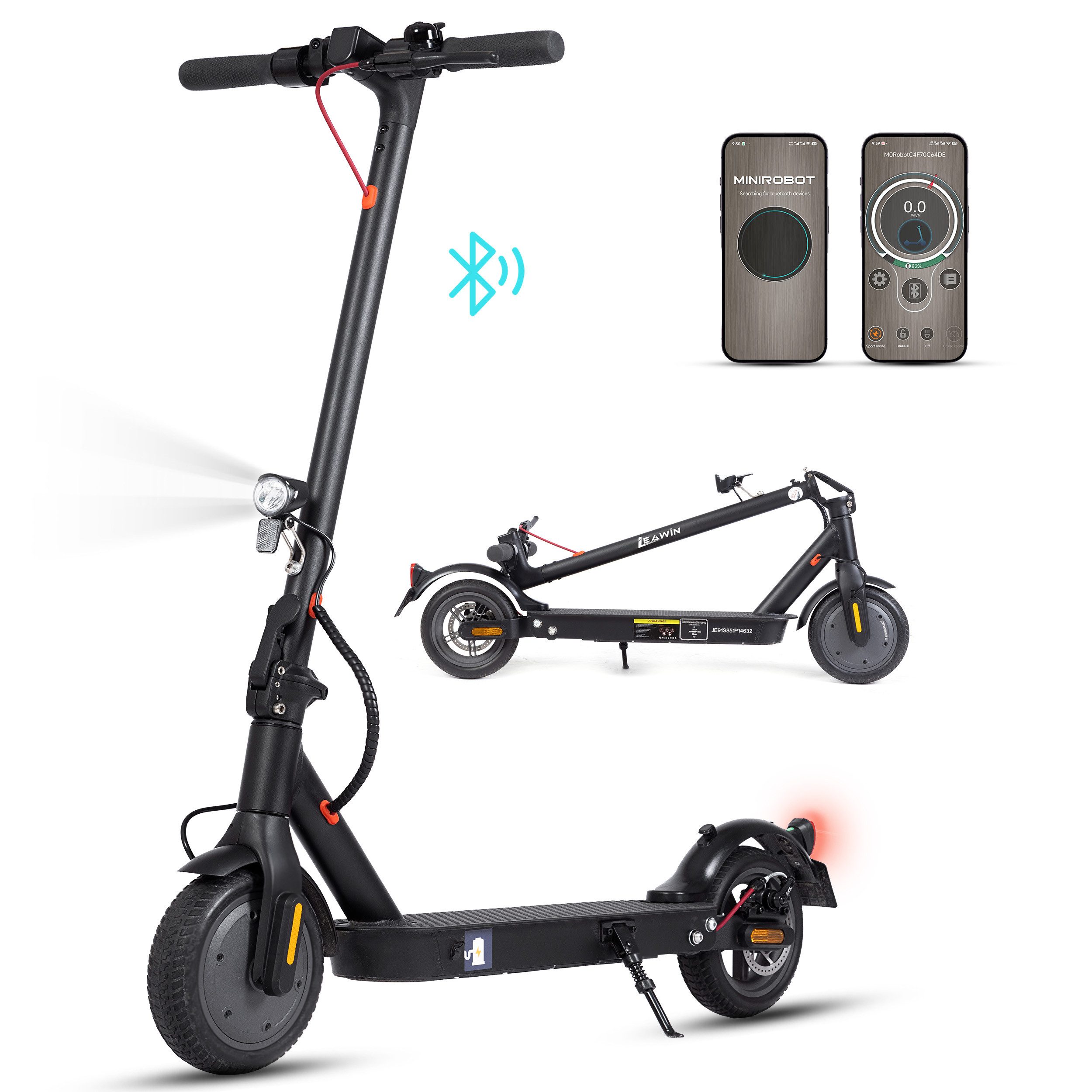 WHEELYOU E-Scooter 8,5 Zoll klappbarer E-roller mit ABE, max. 35km, E-ABS+Scheibenbremse, 350 W, 20 km/h, (mit App, mit Straßenzulassung), LED-Display, klappbar, 2 Stoßdämpfer, 120 kg Traglast, ab 14Jahre