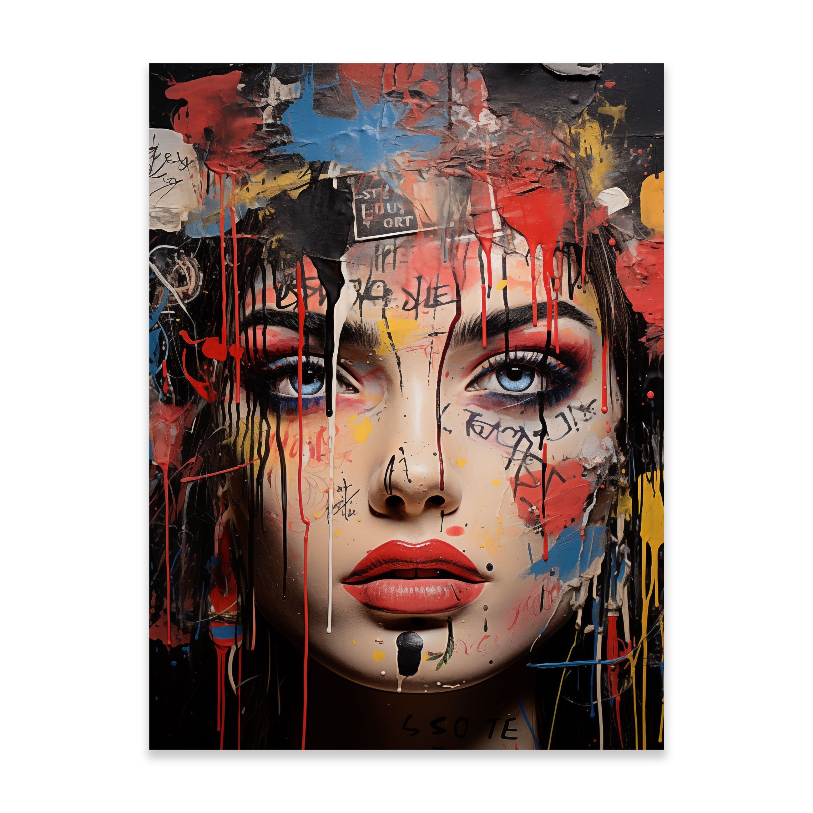 Poster Frau Gemalt Wohnzimmer Schlafzimmer Kunstdruck Wandbild XXL