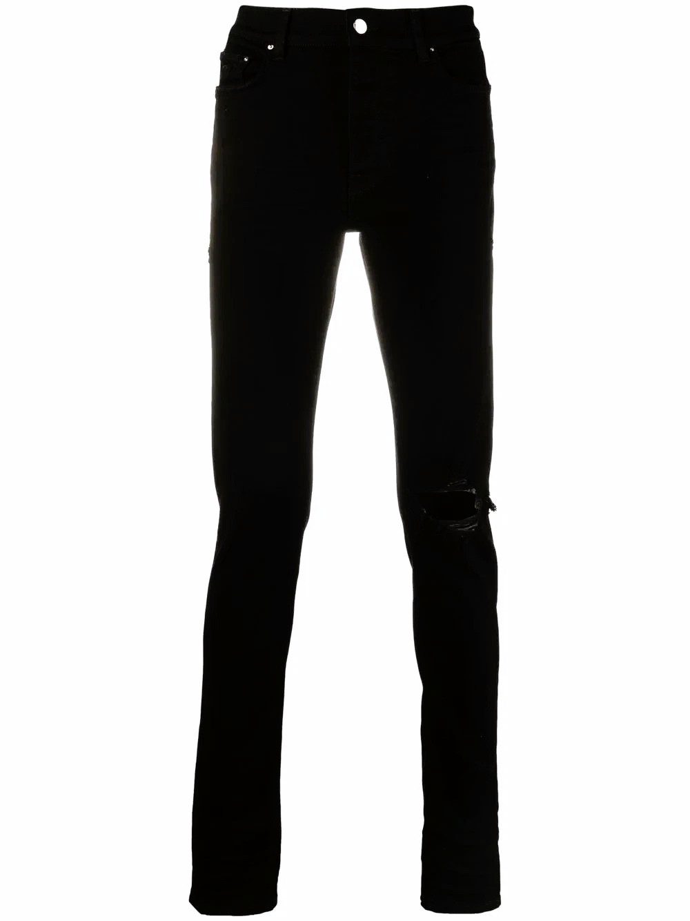 AMIRI Destroyed-Jeans Amiri Herren Jeanshose, Amiri Crystal Track Jean Herren, Schwarz Distressed, Stretch, Taschen, Strassstein