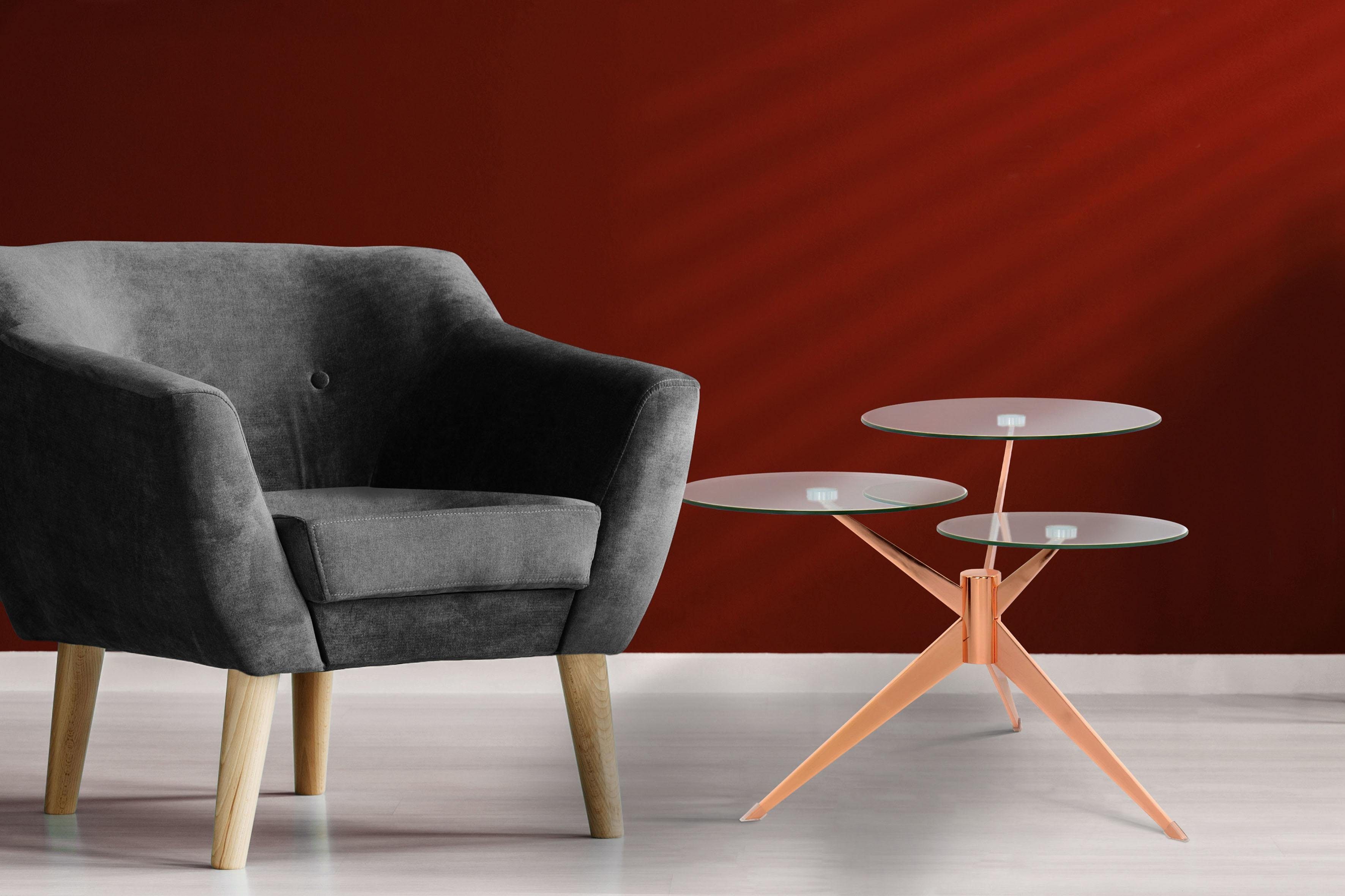 Kayoom Beistelltisch Triplet, Drei Tischplatten auf verschiedenen Höhen, Retro-Design rosegold | Ablagetische