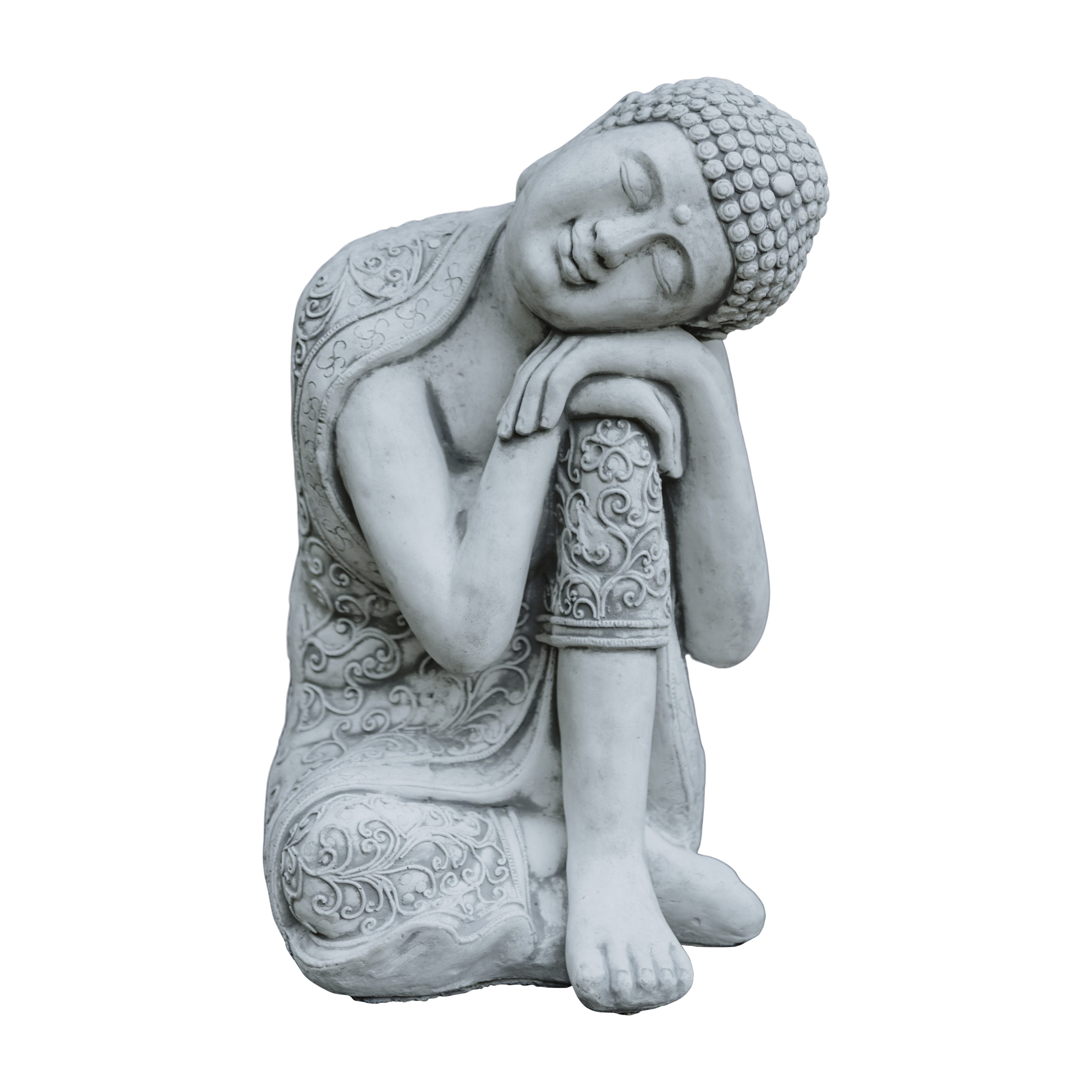 gartendekoparadies.de Gartenfigur Knieende Buddha Statue, Steinfigur, H. 60 cm, 68 kg, Steinguss, Frostsicher
