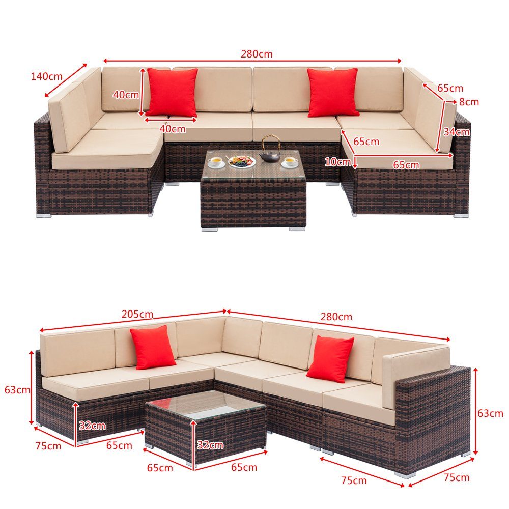 Loungeset POLY RATTAN von PHOEBE CAT - Maße