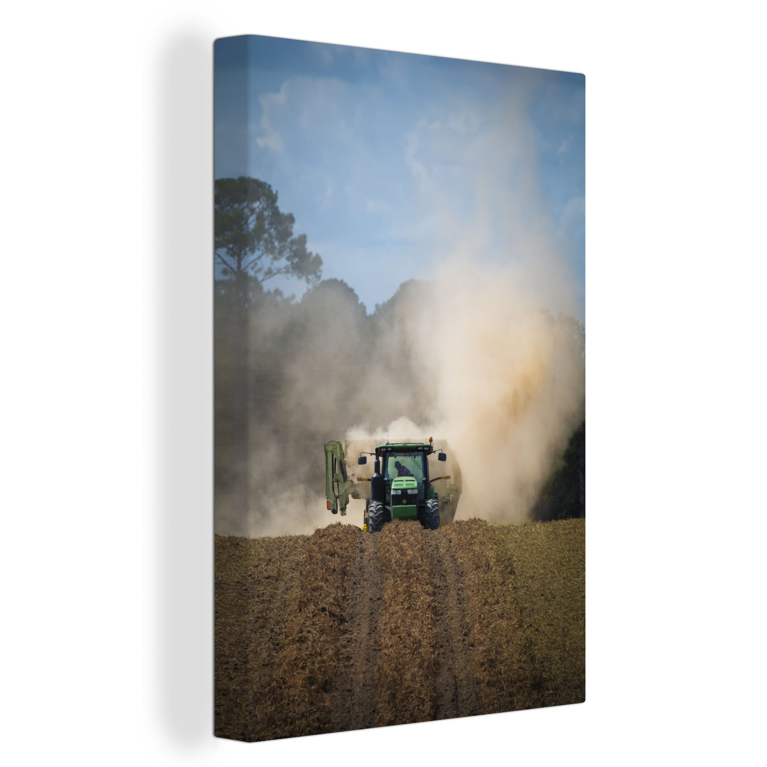 OneMillionCanvasses® Leinwandbild Traktor - Grün - Landwirt, (1 St), Leinwandbild fertig bespannt inkl. Zackenaufhänger, Gemälde, 20x30 cm