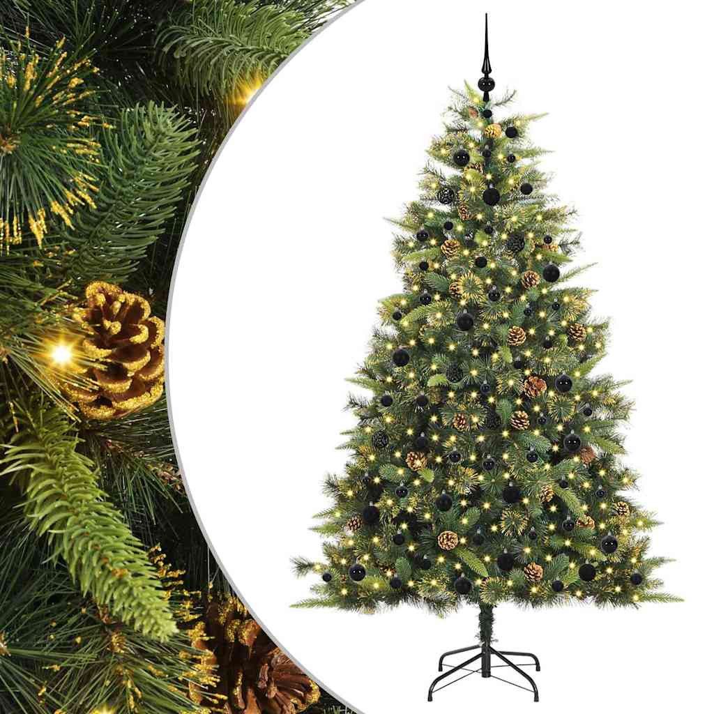 vidaXL Künstlicher Weihnachtsbaum Künstlicher klappbarer Weihnachtsbaum mit Tannenzapfen 210 cm