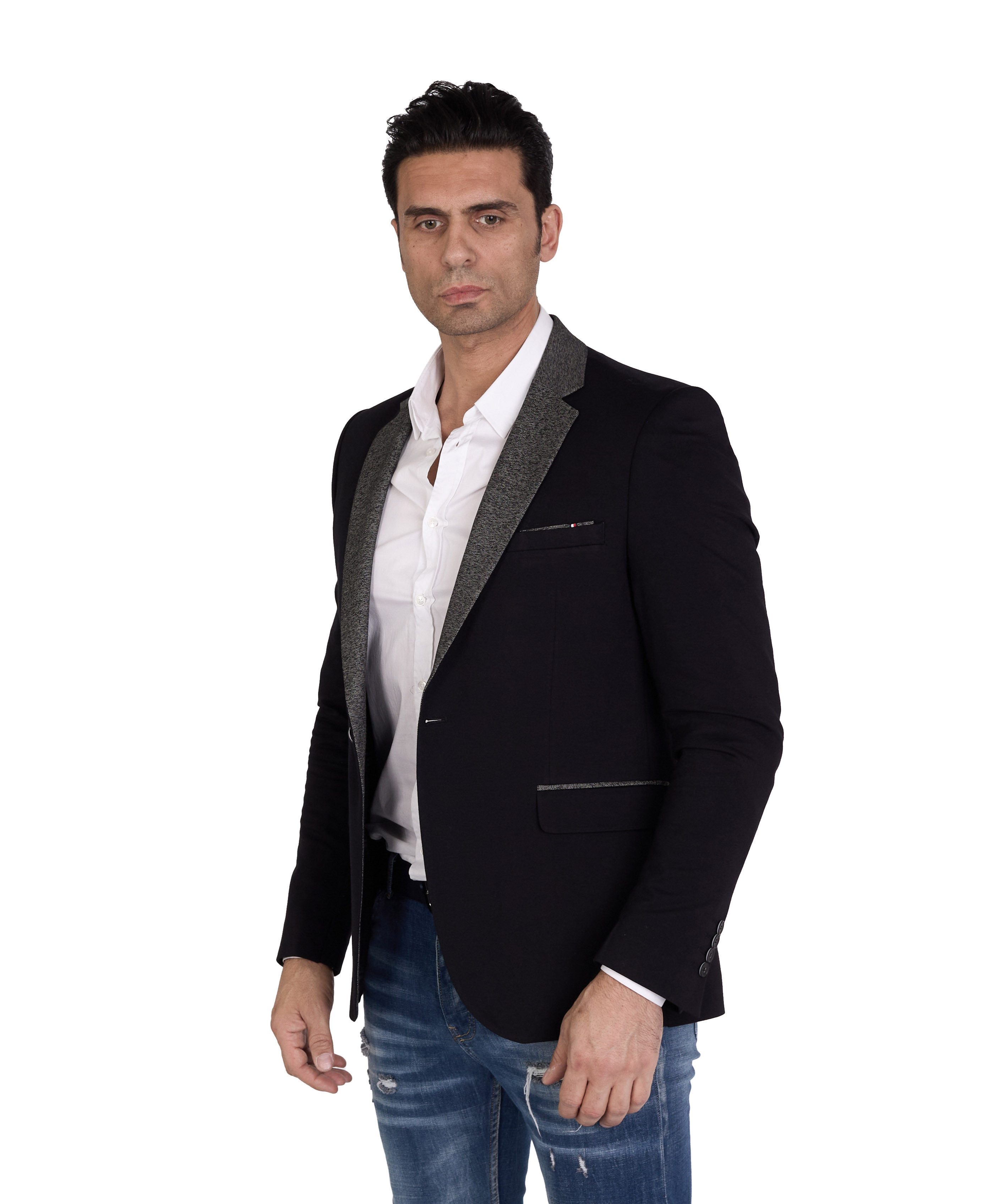 Denim Distriqt Jerseysakko in Slim Fit mit Stretch Schwarz Gr. 52 entsprich günstig online kaufen