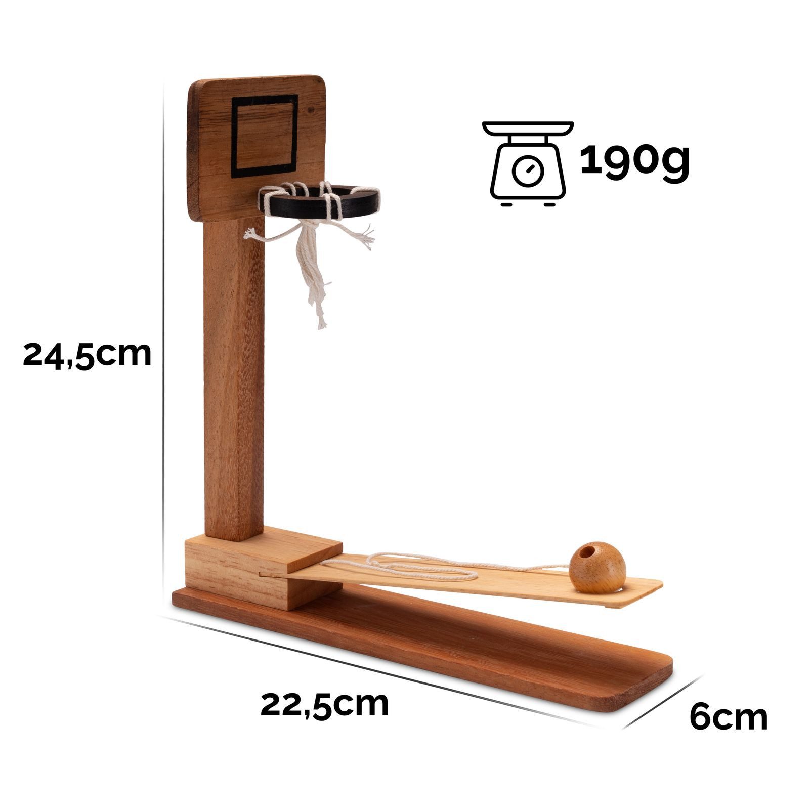 LOGOPLAY Spiel Basketball, Gesellschaftsspiel, Basketball aus Holz das Katapult-Spiel für flinke Finger und