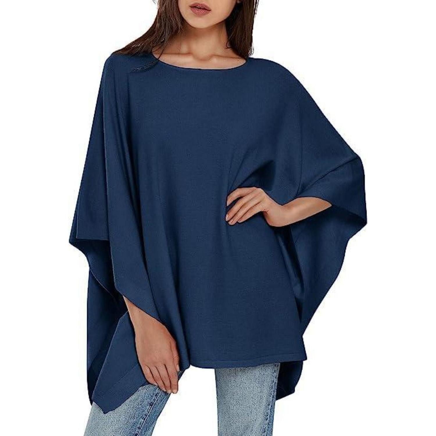 LuxusKollektion Poncho Pullover-Poncho Damen Elegant Strick Einheitsgröße Dark Slate Blue (1-St)