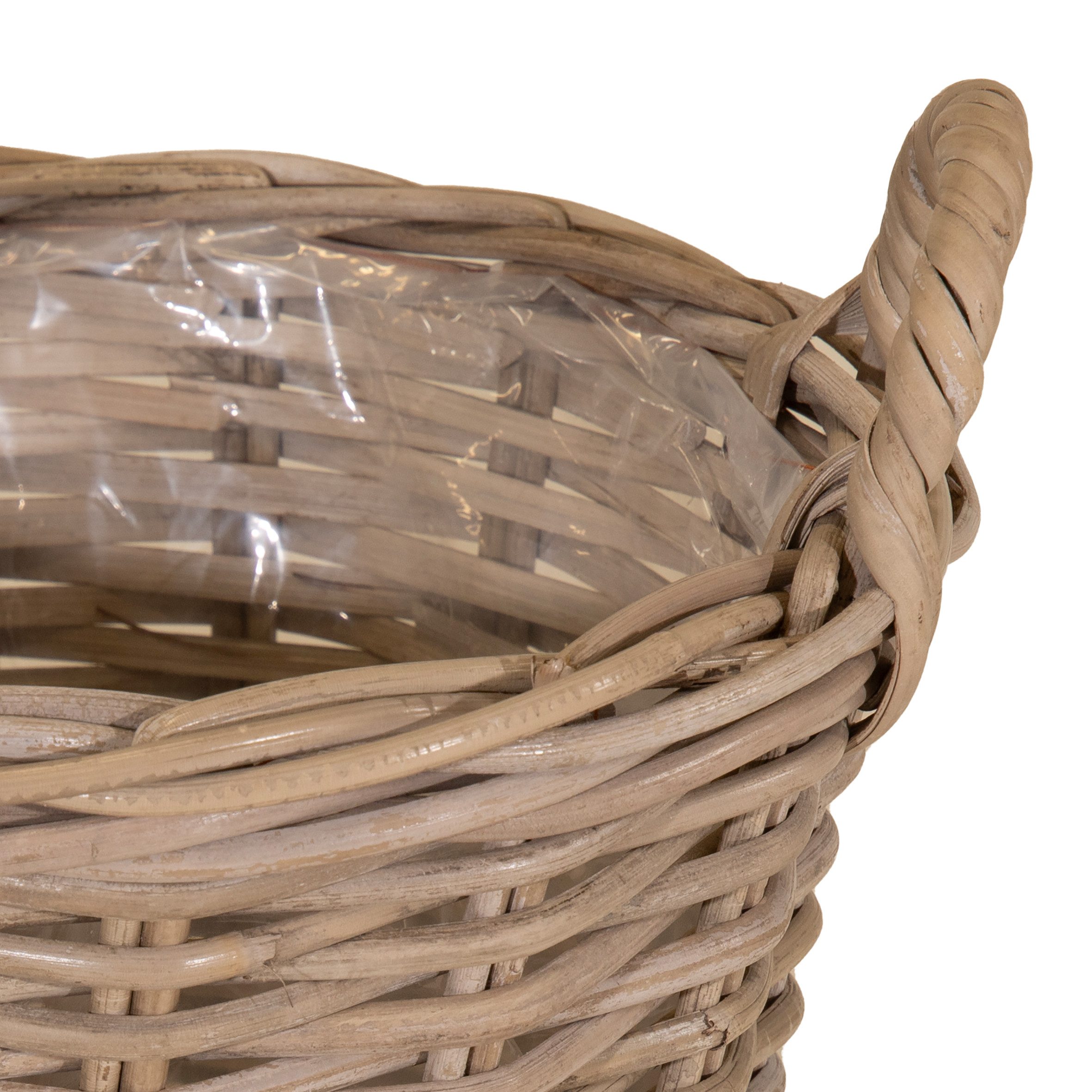 Spetebo Blumentopf Weide Pflanzkorb natur mit Folie 40 cm - Holz Blumenkorb mit Henkel (Packung, 1 St., 1x Pflanzkorb), mit Pflanzfolie und Tragehenkeln