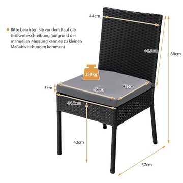 COSTWAY Gartenstuhl 2 TLG. Terrassenstühle (2 St), mit Kissen, bis 150kg